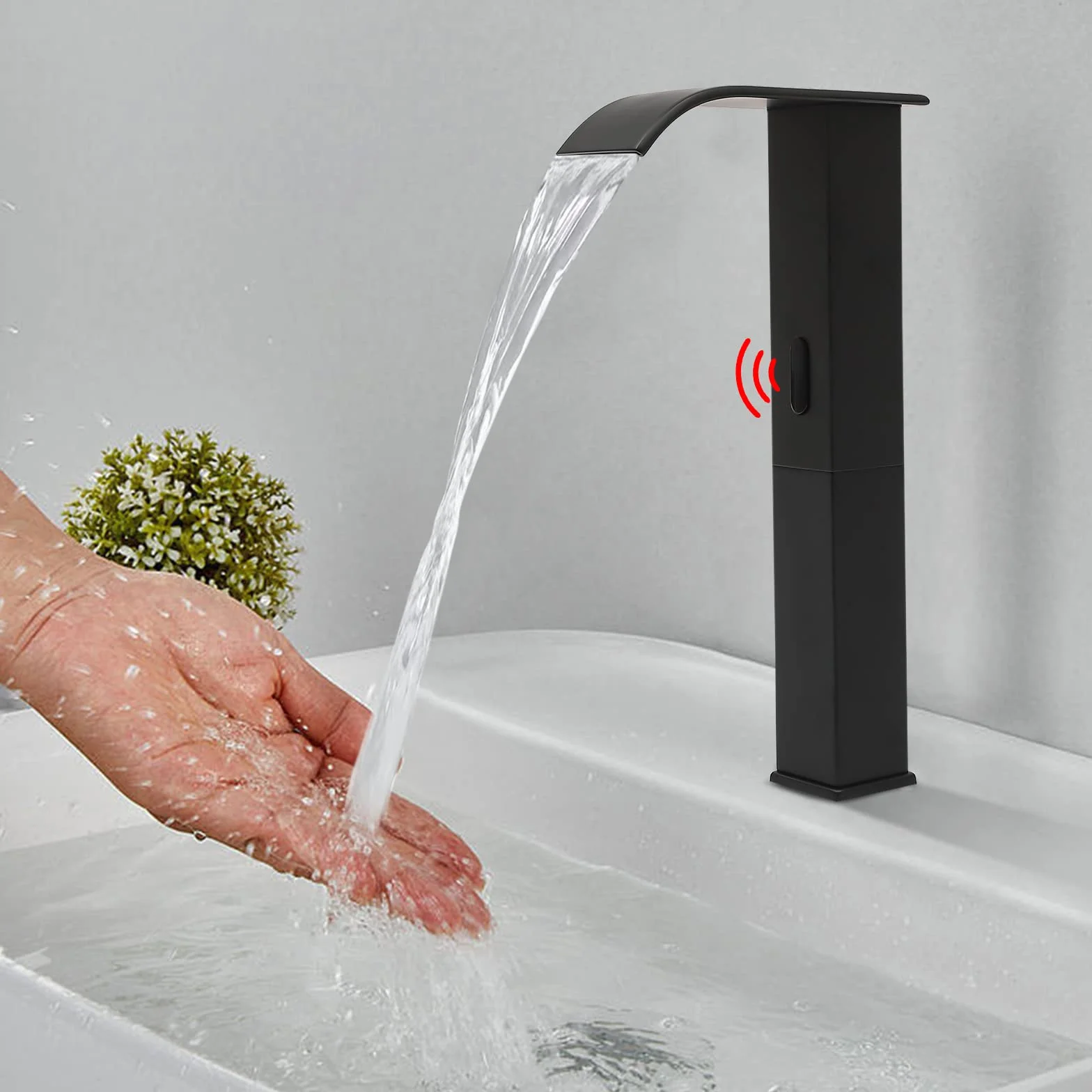 Miscelatore per lavabo con sensore a infrarossi monocomando automatico nero
