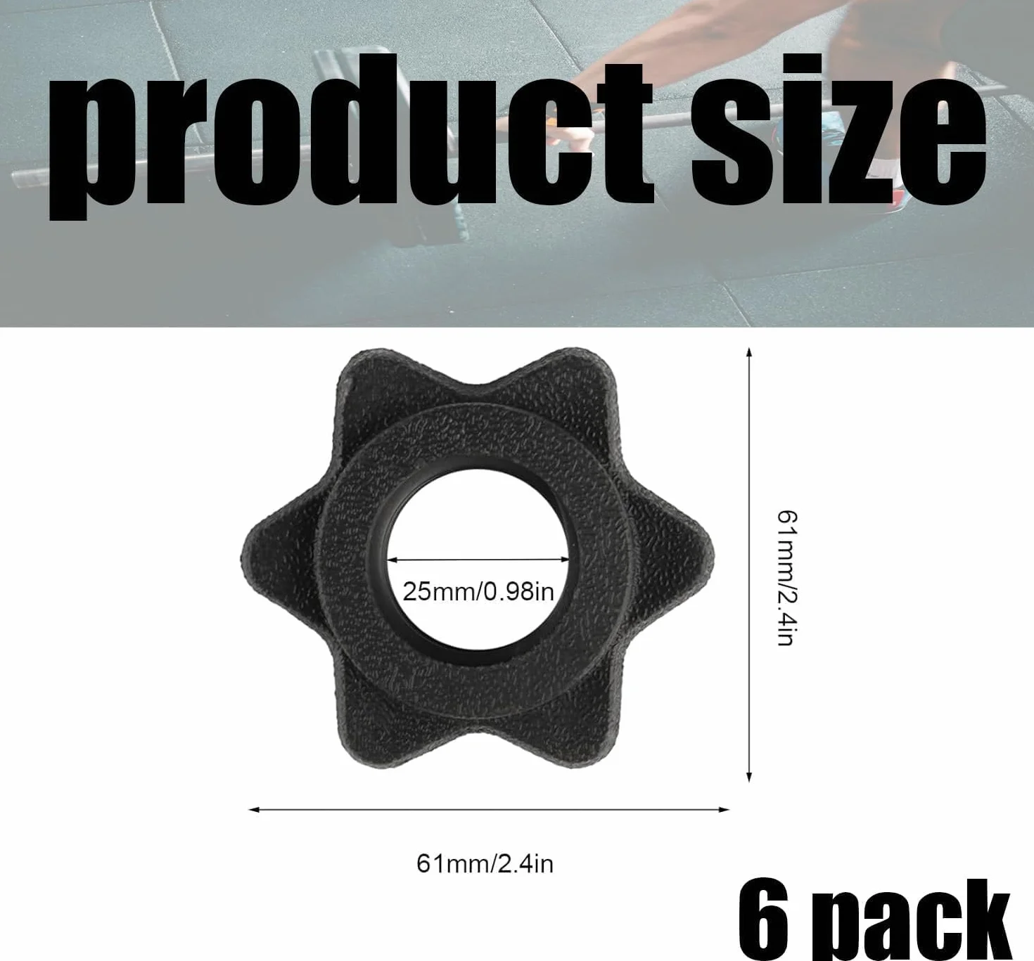 Chiusura rapida antiscivolo a stella per manubri 25 mm nero plastica