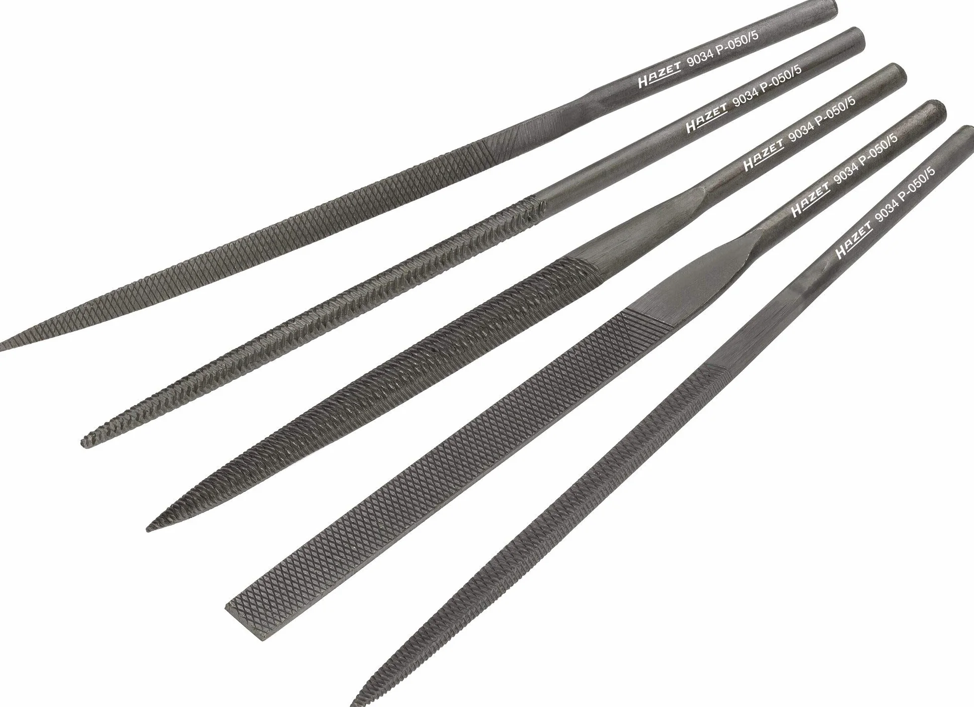 Set di lime HAZET 9034P-050/5 5 pezzi rotondo triangolare semitondo piatto quadrato