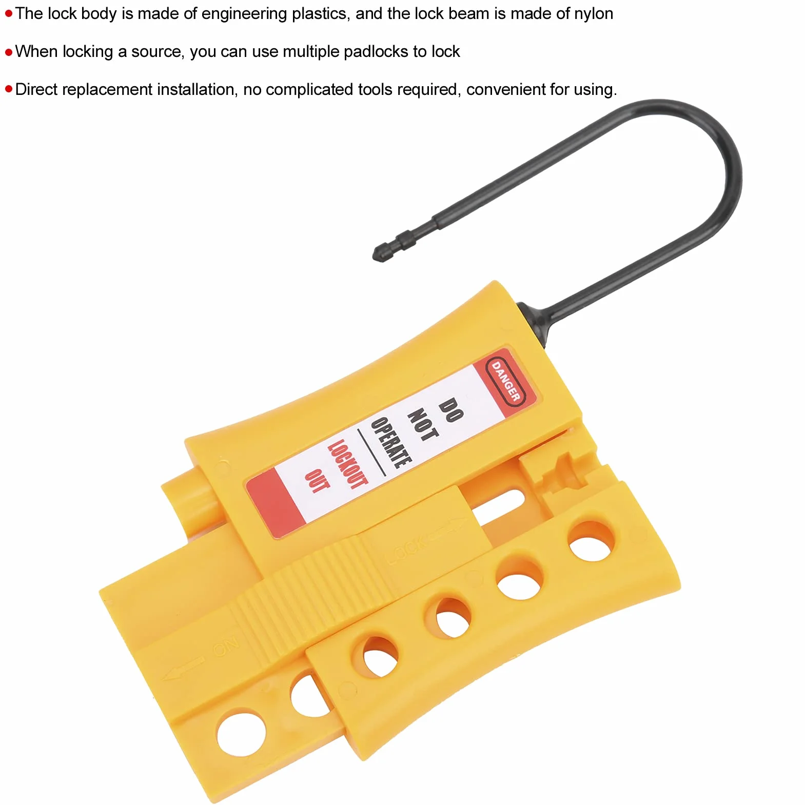 Lucchetto di Sicurezza in Nylon a 4 Fori Durevole 10 Pezzi 3 Mm per Isolamento Elettrico e Bloccaggio Adatto per Kit di Etichettatura per Blocco Elettrico