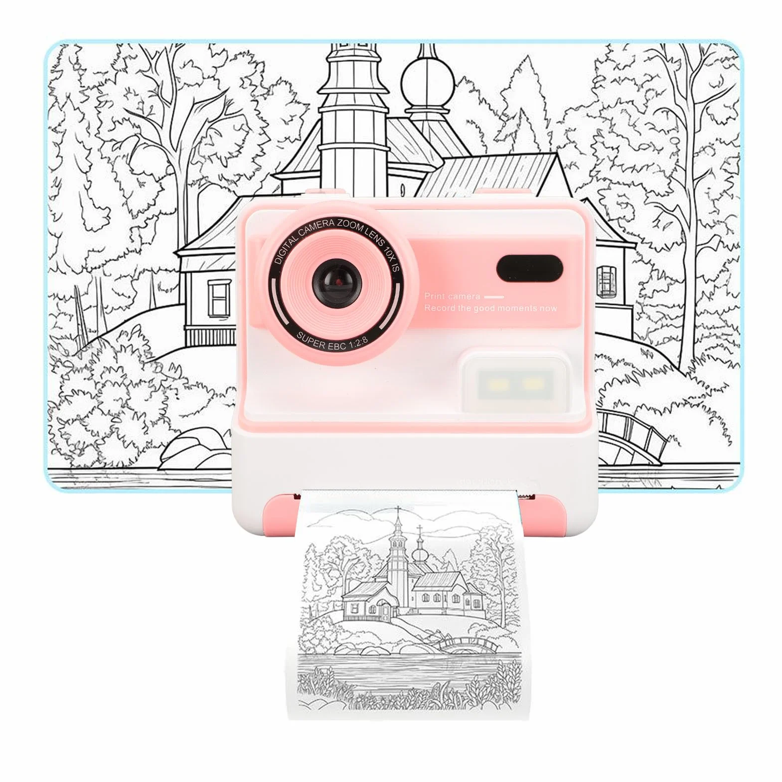 Fotocamera a Stampa Istantanea, Regali di Compleanno di Natale per Ragazze e Ragazzi, HD 1080P 48MP Schermo da 2,4 Pollici Zoom 16X Flash Videocamere Digitali per Bambini (PINK)