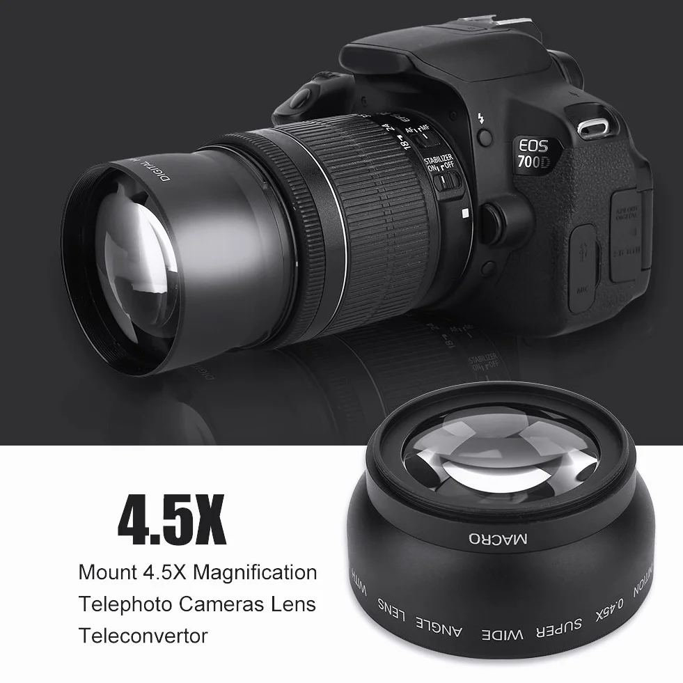 VBESTLIFE Kit obiettivo 52 mm 0,45 x grandangolare + macro, conversione universale per per per Camera
