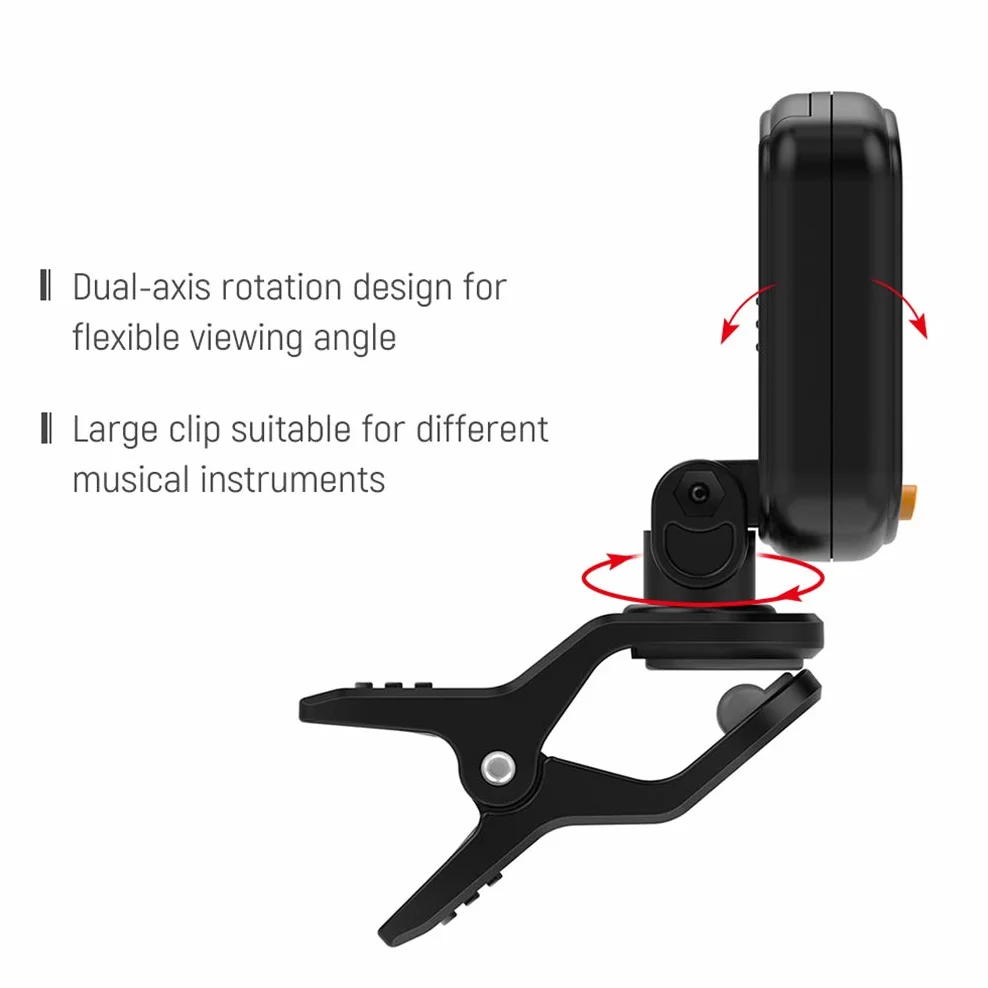 Sintonizzatore Digitale per Chitarra, sintonizzatore a Clip Girevole Display LCD per Chitarra Acustica cromatica Basso Accessori per Chitarra Ukulele
