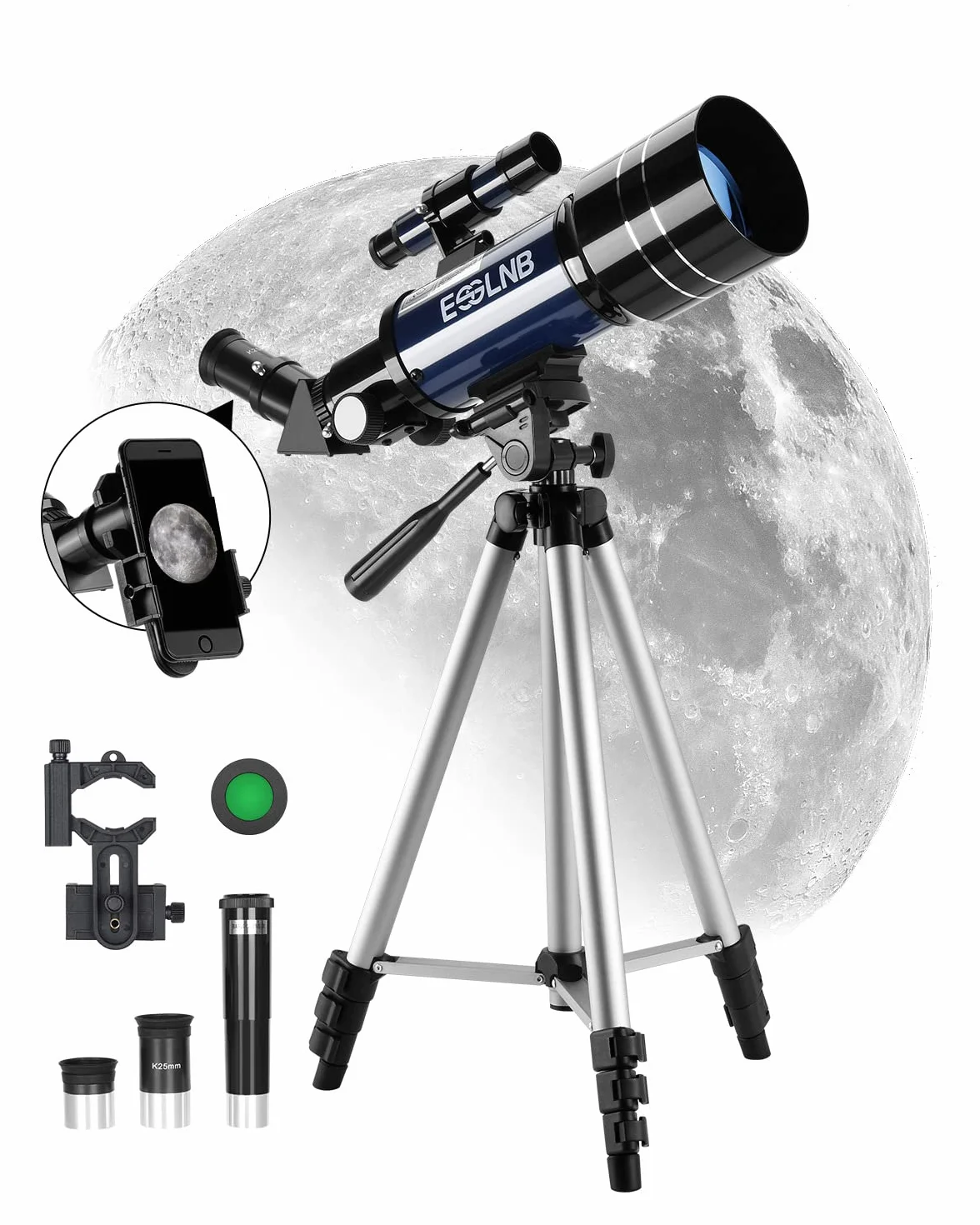 ESSLNB Telescopio Astronomico Professionale 36070 Telescopio Astronomico con Regolabile Treppiedi Adattatore Telefonico 3X Barlow Lente e Filtro Lunare