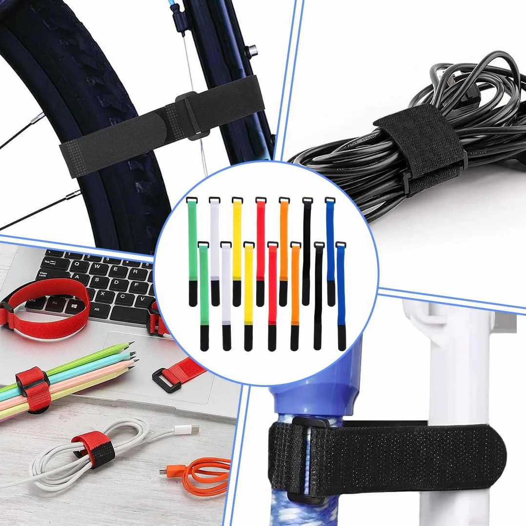 Cinghie di Fissaggio Riutilizzabili Nylon 30cm x 2cm Regolabili per Gestione Cavi Organizer