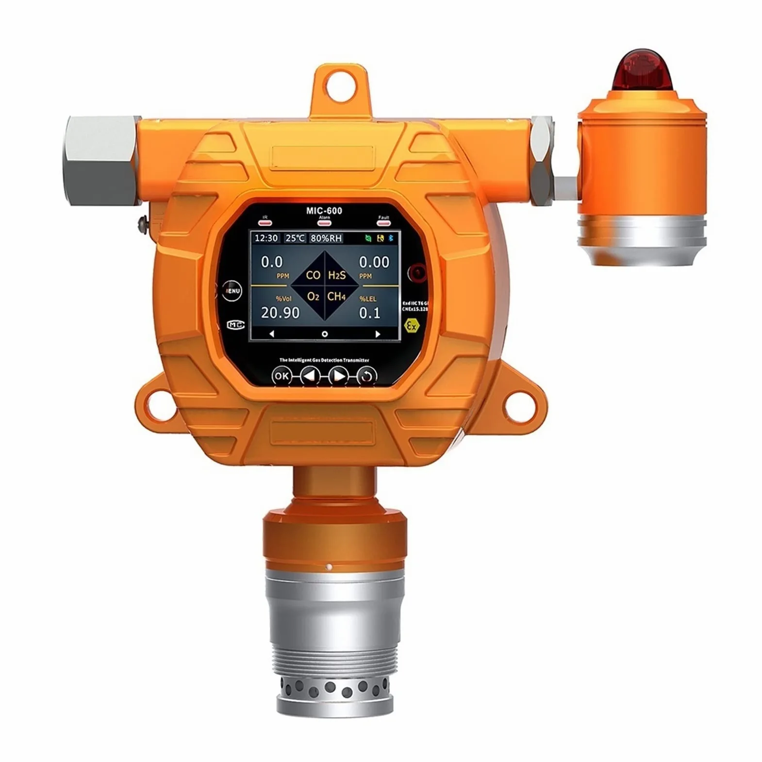 Monitor gas, rilevatore perdite gas, Rilevatore di gas di biossido di azoto fisso NO2 Rilevatore di concentrazione di concentrazione di gas 0-10.000 ppm, 0-100 ppm; con luce di allarme per casa, campe