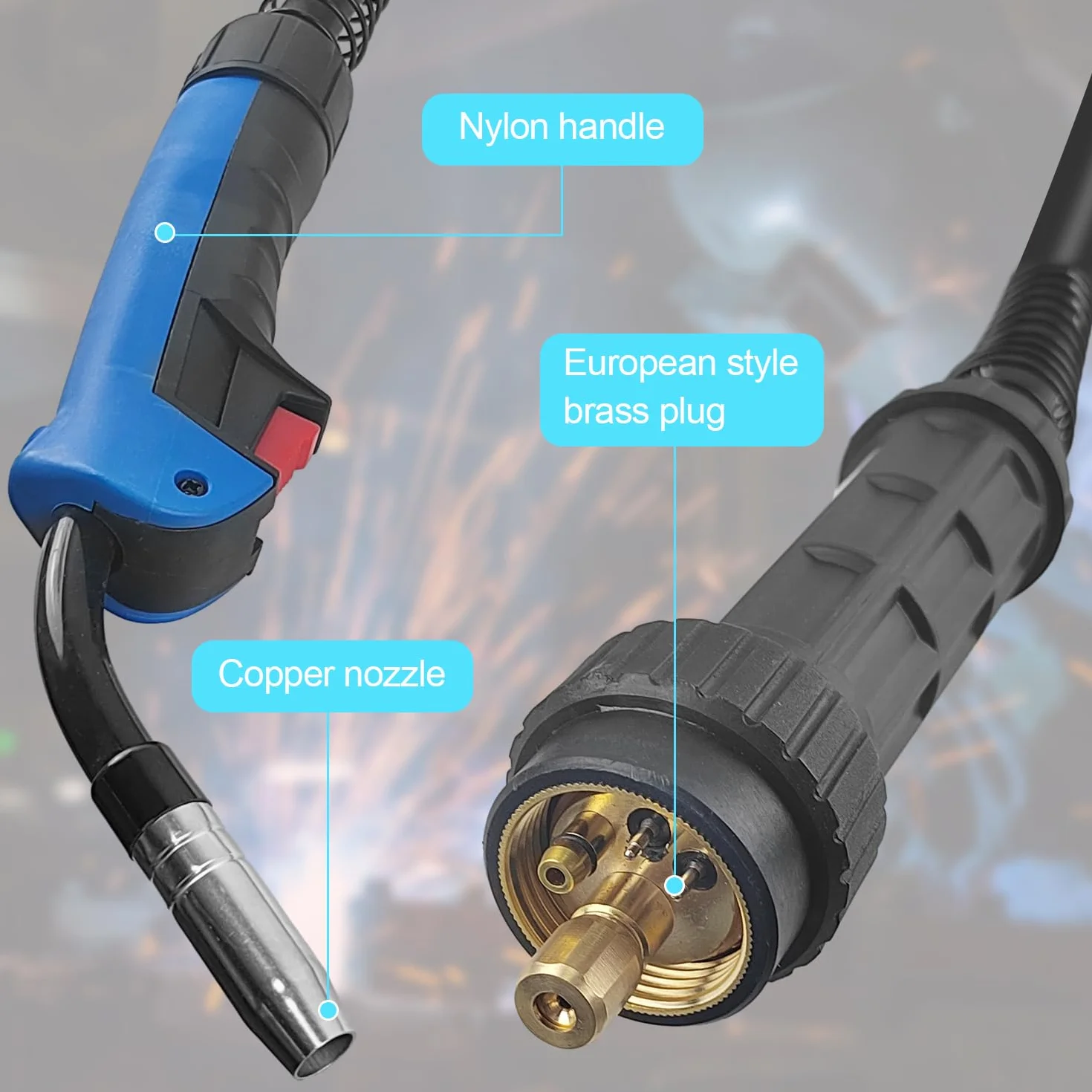 Pistola per Saldatura 15AK, Saldatrice Portatile Kit 22 Pezzi, Torcia a Filo con Connettore Euro, per Saldatore CO2