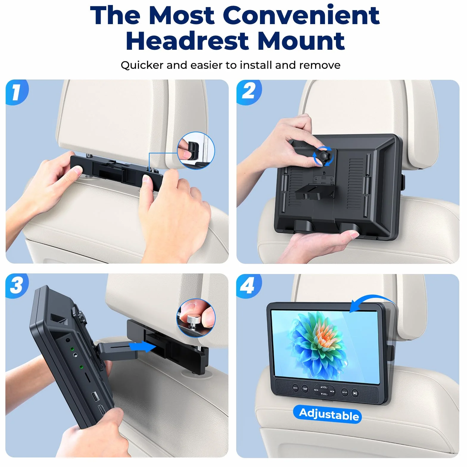 NAVISKAUTO 10.1" Lettore DVD da Auto per Poggiatesta, Supporta HDMI/USB/TF/AV IN/AV OUT/Region Free con 2 Cuffie(2 lettori DVD)