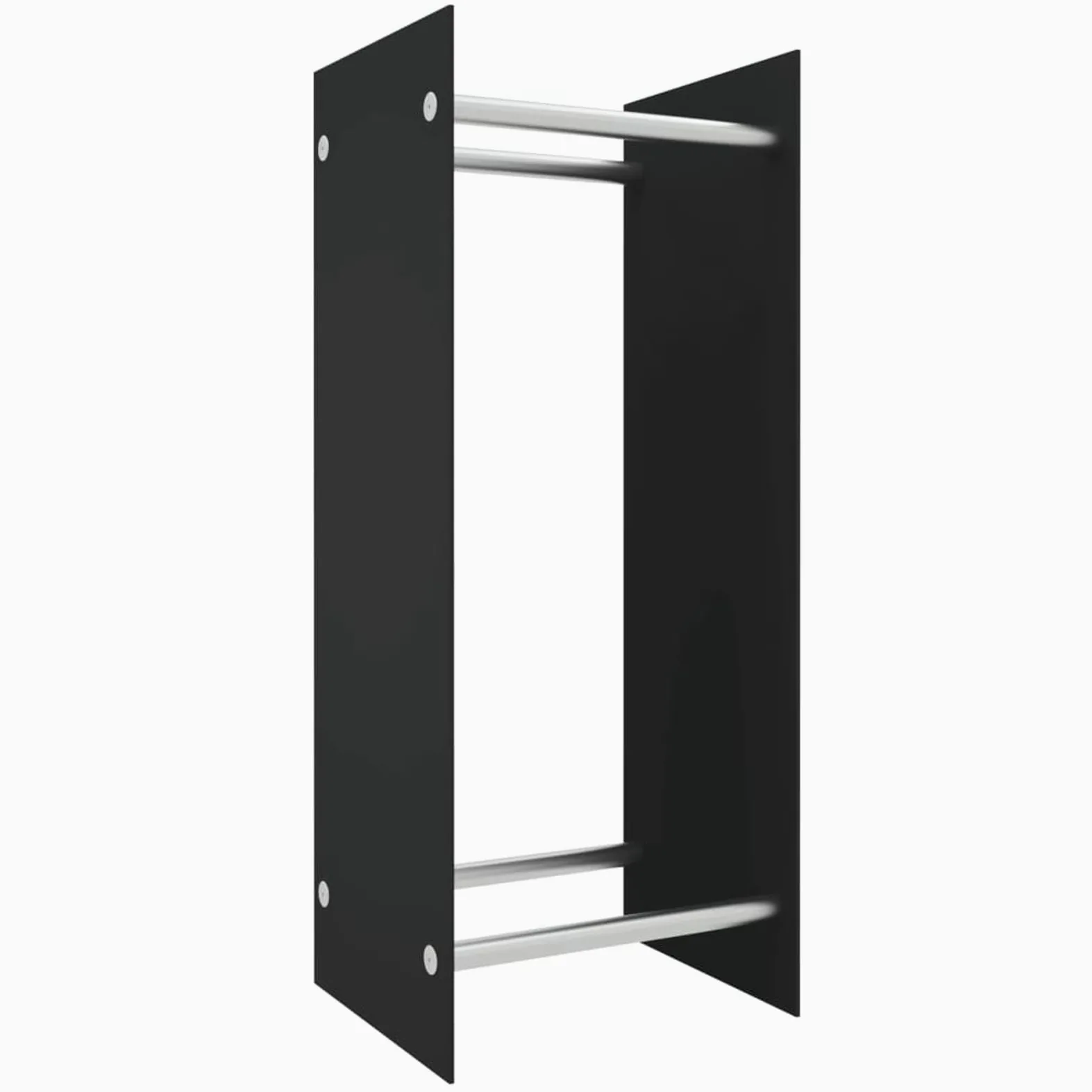 Homgoday Porta Legna Nero 40x35x100 cm in Vetro Temperato, Portalegna da Interno, Portalegna da Ardere, Porta Legna per Camino, Legnaia da Interno, Impilabile Stufa Ripiano Legno