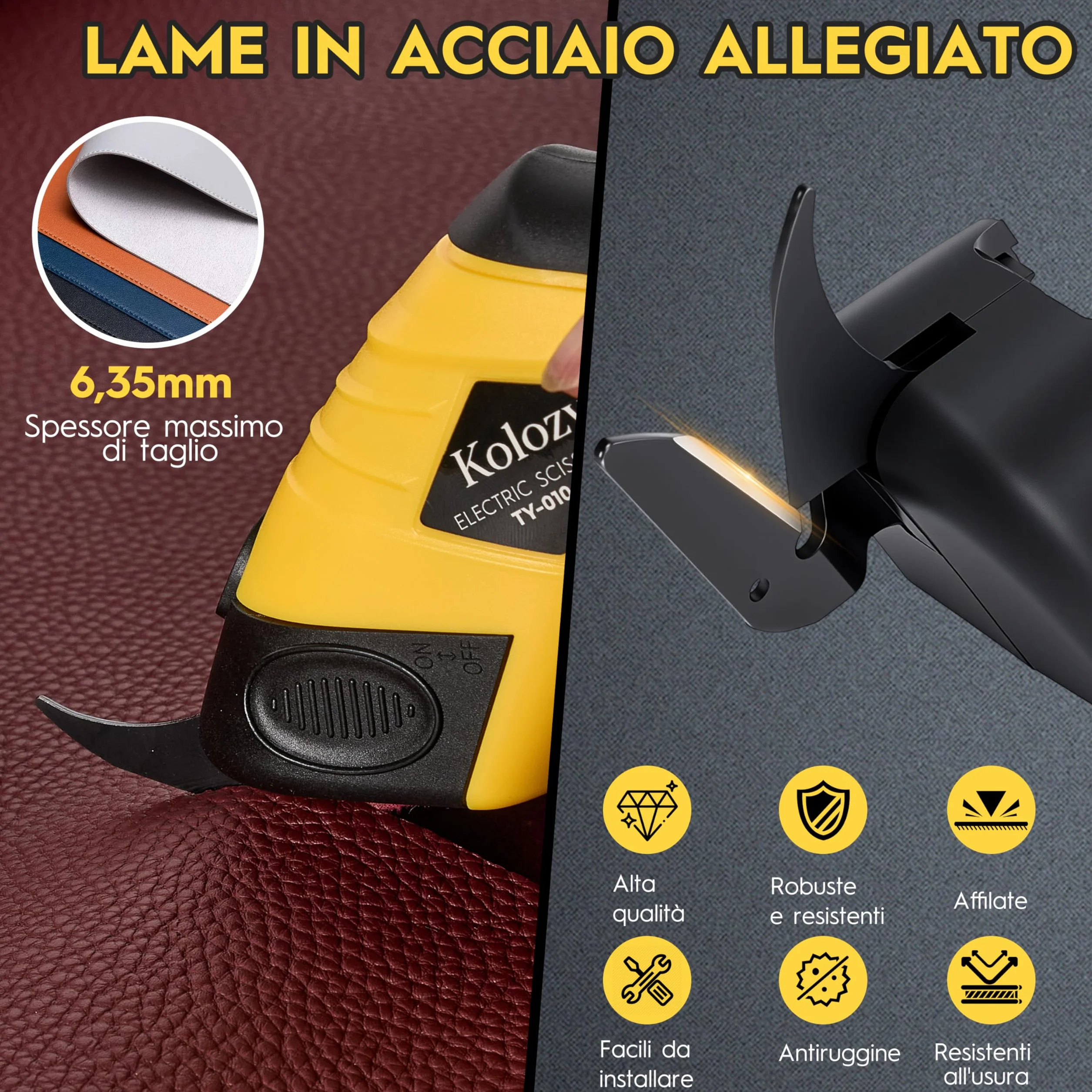 Forbici Elettriche Cutter 4V Ricaricabile 2500mAh 10000RPM 2 lame Taglio Cartone Pelle Plastica Moquette
