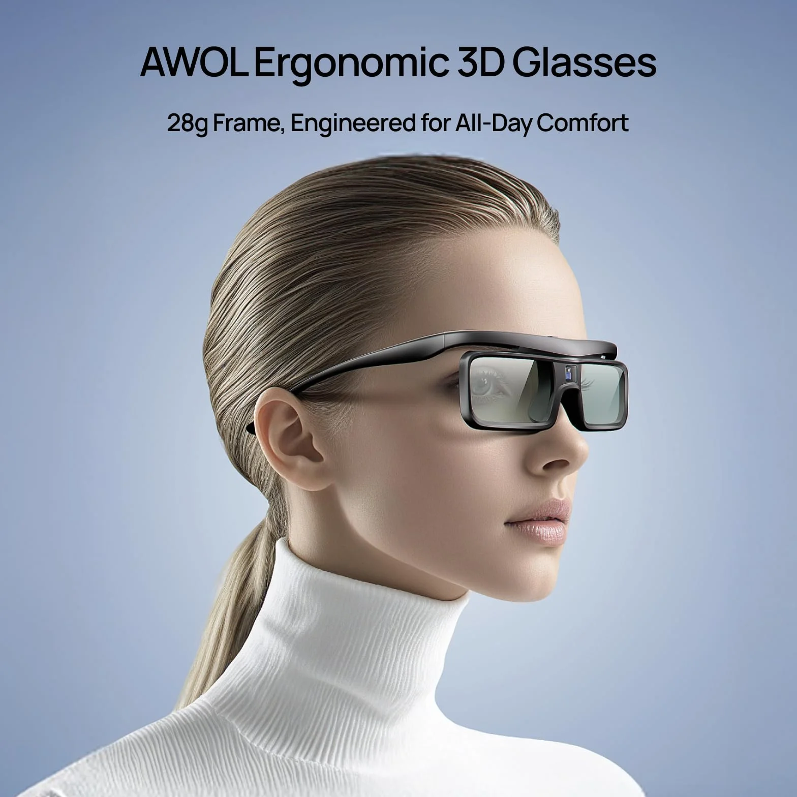 AWOL VISION DLP Link 3D Glasses, occhiali ricaricabili con otturatore attivo compatibili con AWOL VISION LTV-2500, LTV-3500, Vanish TV e altri proiettori DLP-Link 3D (Nero 2PCS)