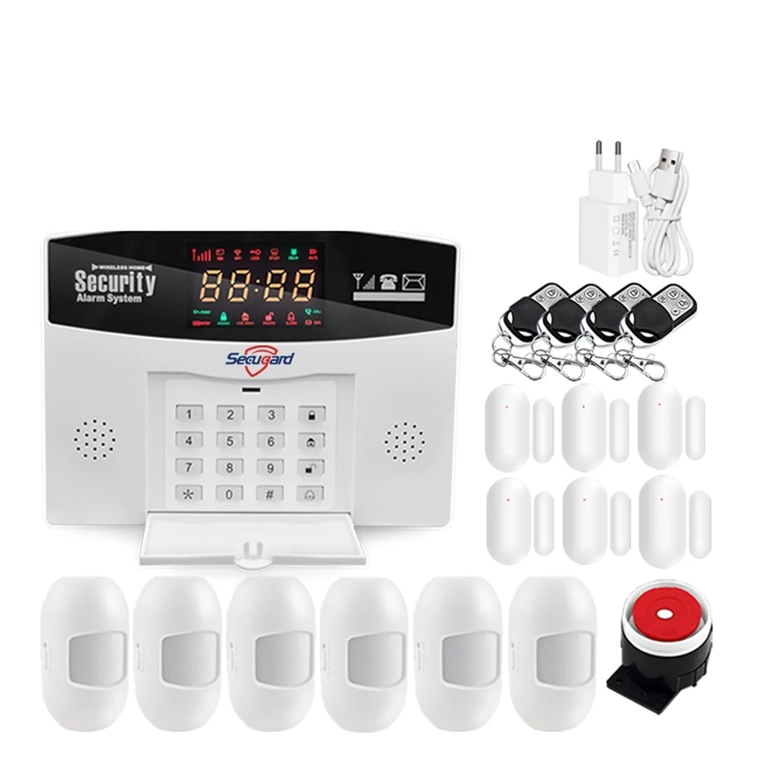 Kit Allarme Casa, Tuya Wifi GSM di allarme Wireless Smart Home Burglar Security Alarming Kit Control Control Control(A)