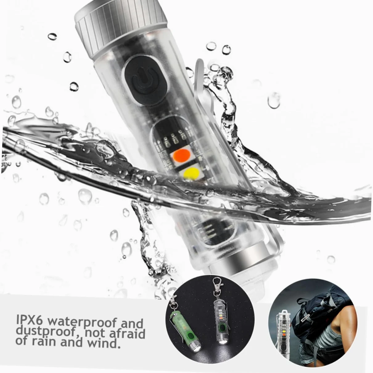 BESPORTBLE 2pezzi Torcia Led Mini Ricaricabile Luce Portachiavi Regolabile Per Esterni Modalità Di Illuminazione Design Compatto e Leggero Per Campeggio e Emergenze