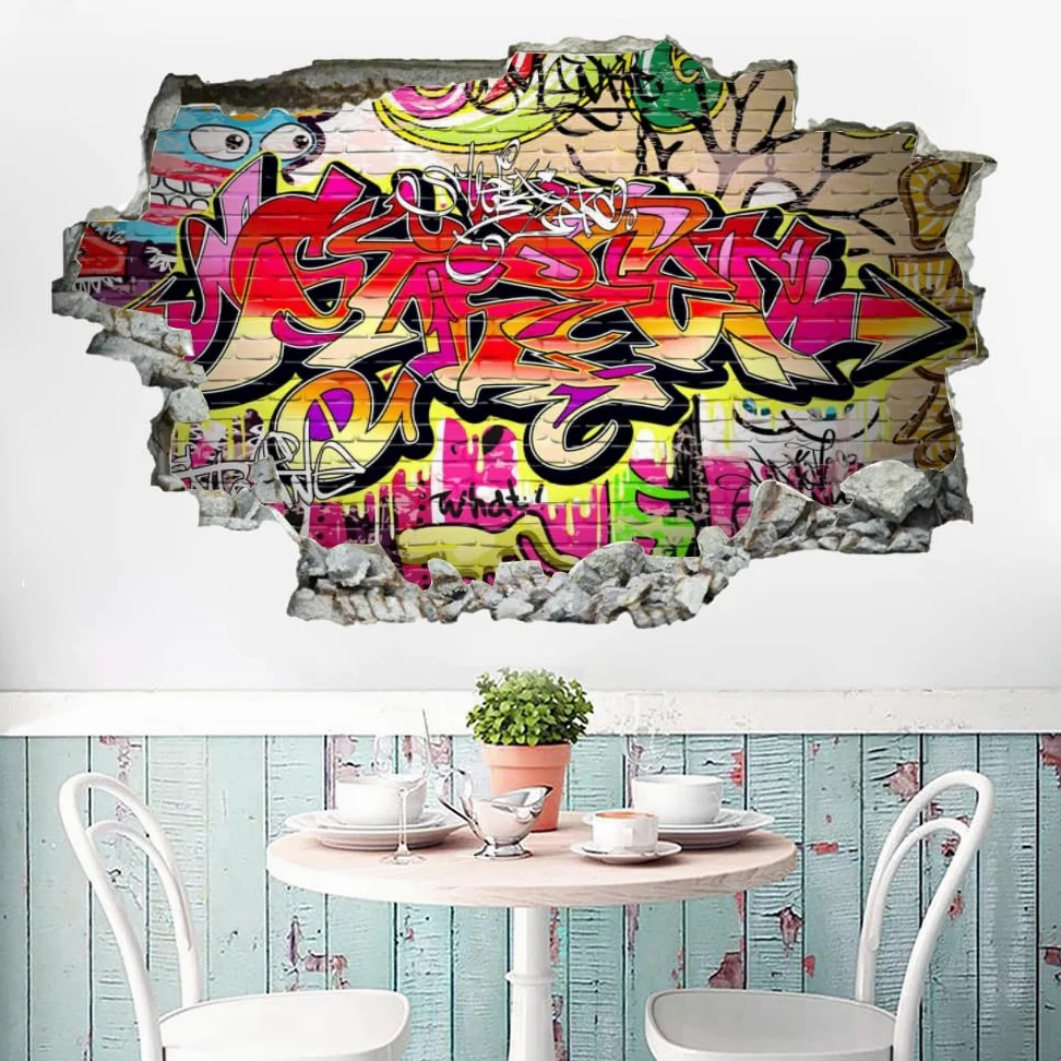 Adesivi per decorazioni da parete Graffiti Art Poster rimovibili da muro per personaggi del tatuaggio fracassato per domestica Soggiorno Camera da letto per da muro per la scuola materna