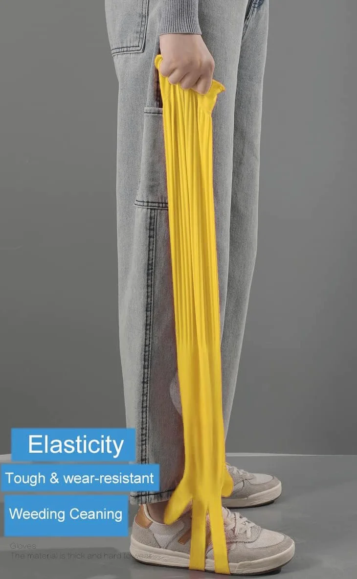 Guanti in gomma extra lunghi per lavare i piatti, spessi e impermeabili e riutilizzabili, antiscivolo, perfetti per il lavaggio domestico, 45 cm