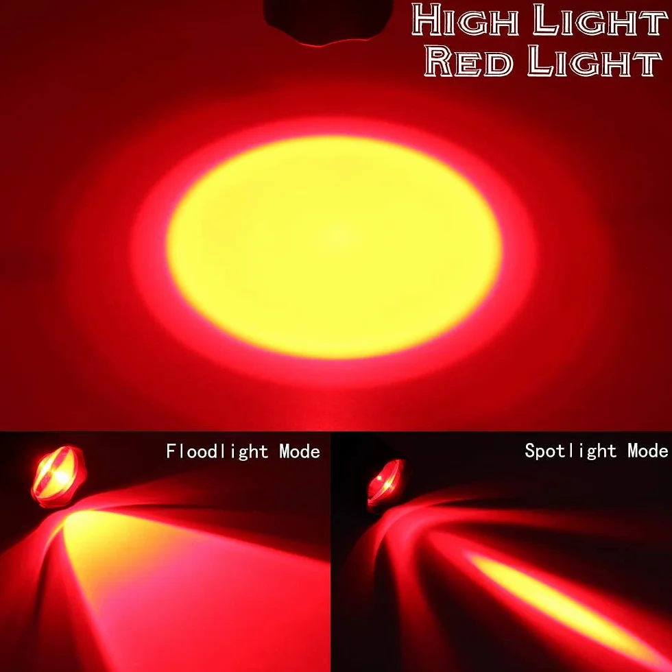 DARKBEAM Torcia a luce rossa luminoso LED USB ricaricabile, Torce rossa portatile zoom per caccia notturna, osservazione, pesca, astrofotografia, osservazione delle stelle, soccorso, con clip