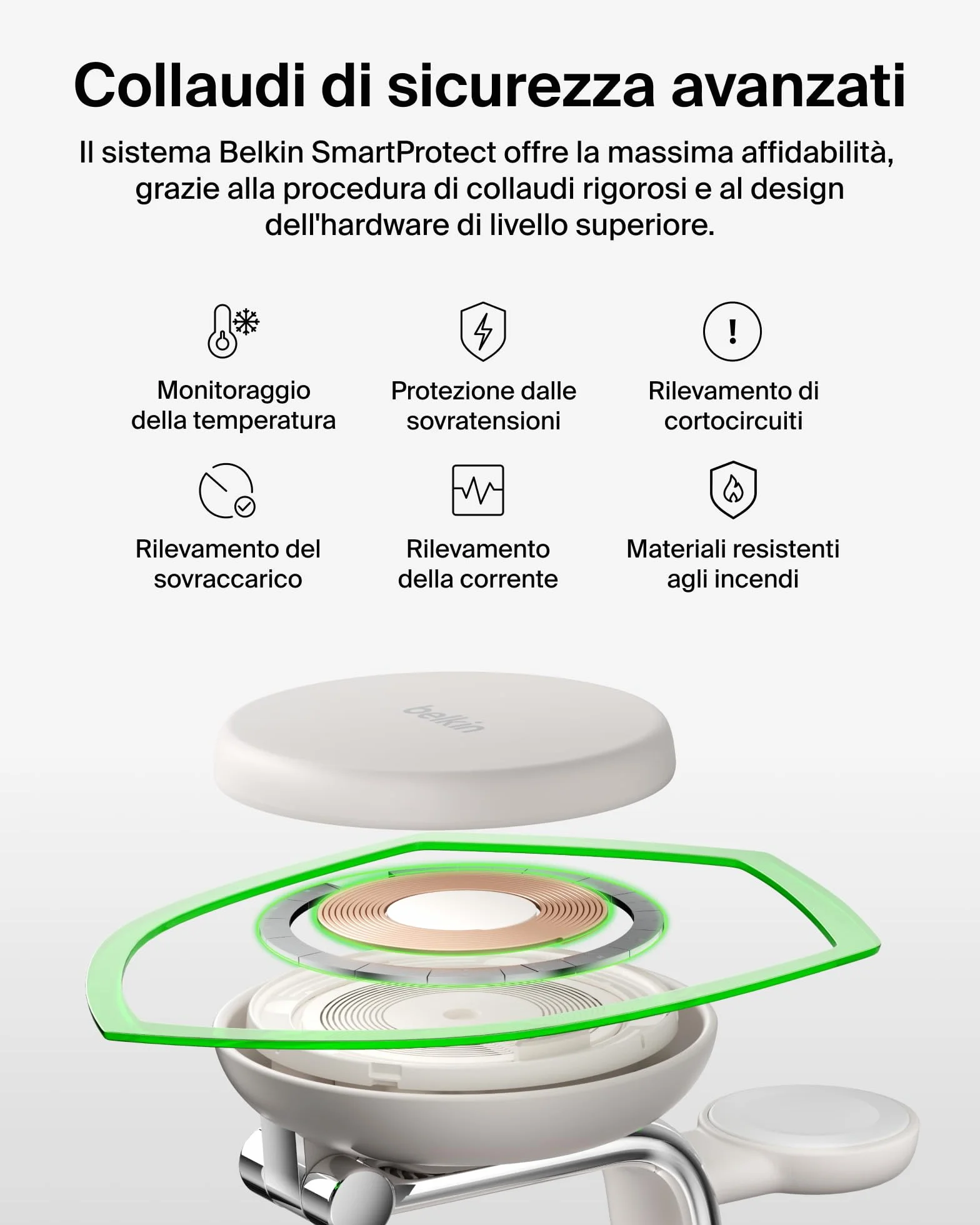 Belkin UltraCharge Pro Caricatore Wireless 3 in 1, Stazione di Ricarica Qi2 25W, Compatibile con MagSafe per iPhone 16, Apple Watch, AirPods, Pixelsnap con Ventilatore e Adattatore 45W, Sabbia