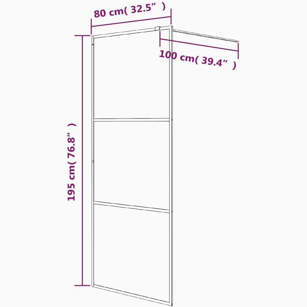 Parete doccia per doccia a pavimento, nero, 80 x 195 cm, vetro ESG trasparente, telaio in alluminio con asta di supporto, paraspruzzi e profilo regolabile, per doccia Walkin, vasca da bagno