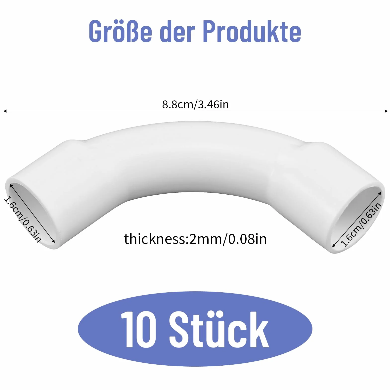 10 Pezzi Curva Di Raccordo 90° Per Tubo Rigido Passacavi, 16mm,Gomito a 90° Per Elettrico, per cavi, cantina da parete, soffitto, per tutti i tipi di 16 mm