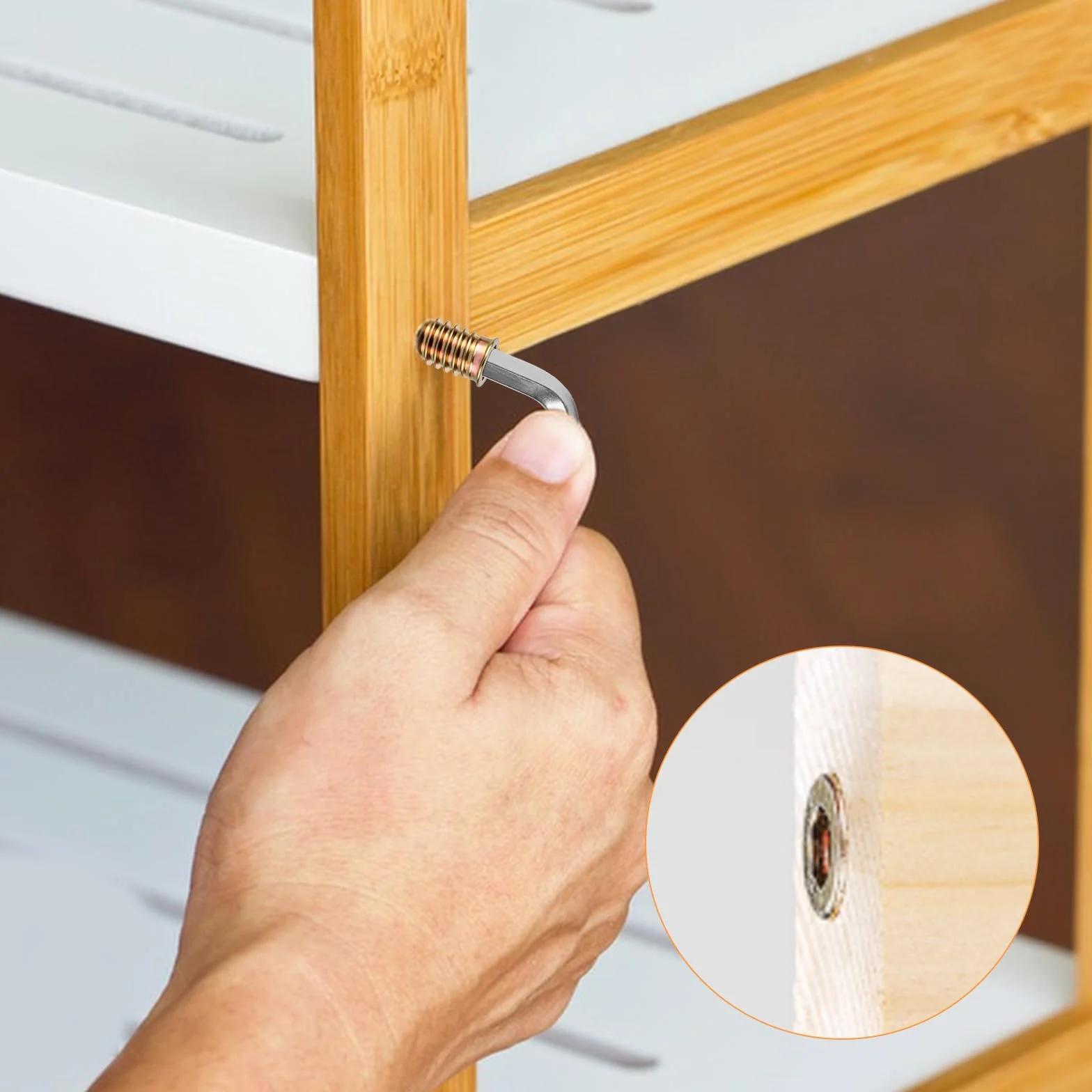 50 Pz Inserti Filettati per Legno, M6 x 16 mm Boccole Filettate per Legno, Inserto Filettato con Testa Esagonale Piatta in Lega di Zinco per Mobili in Legnos, falegnameria progetti, con chiave