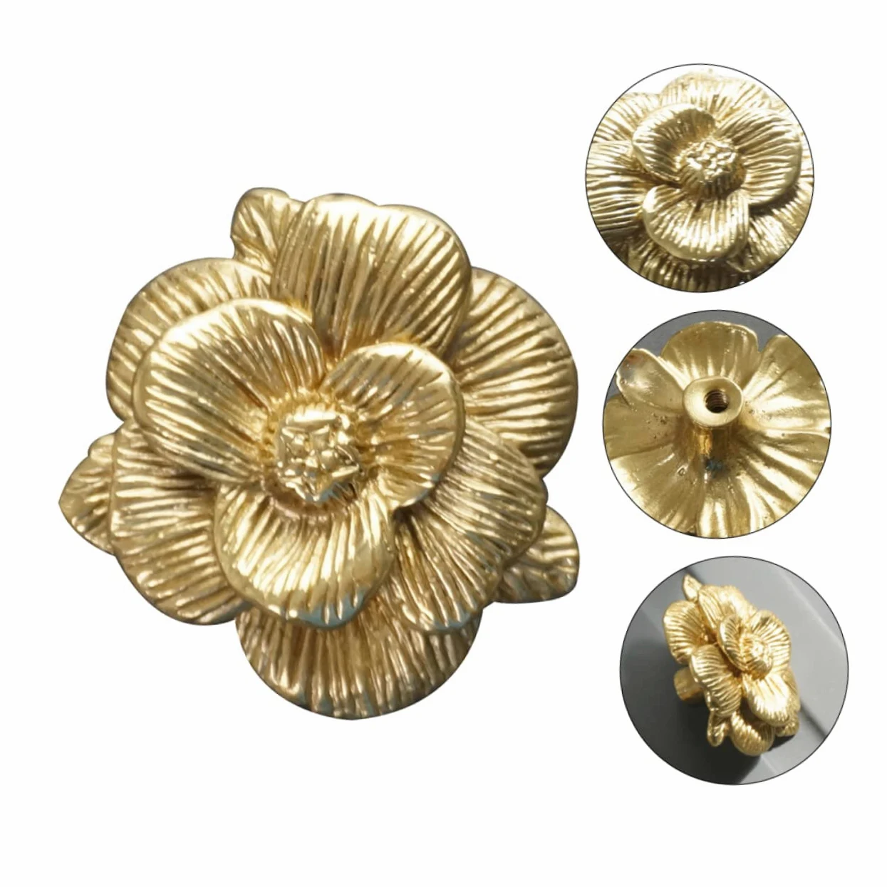 Housoutil 3 Maniglie Per Mobili in Rame Piccole Manopole Per Cassetti Maniglie Per Porte Di Mobili Maniglie Decorative A Forma Di Fiore Facili Da Installare Per Cassetti E Guardaroba.