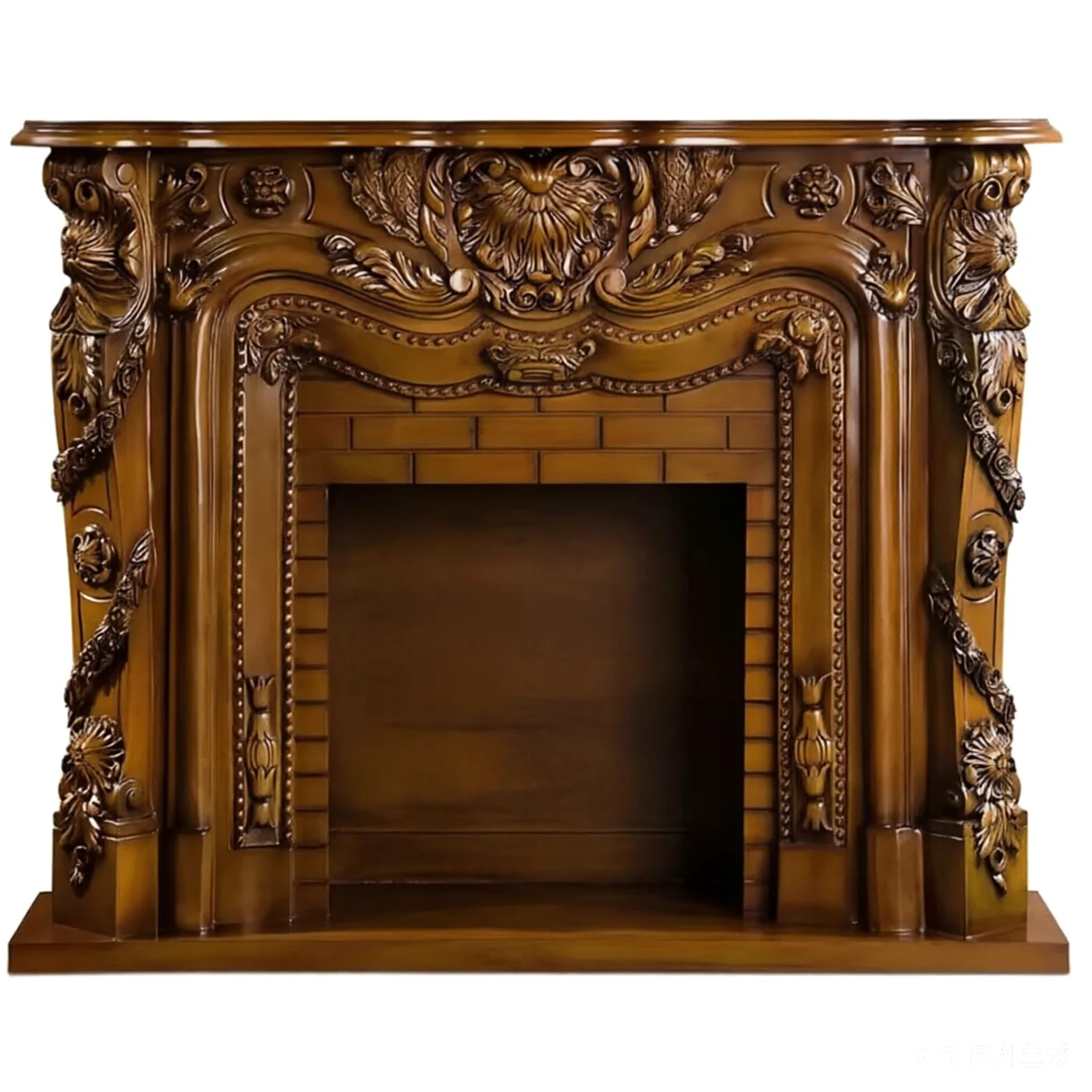 Cornice per caminetto Mensola for Camino Decorata in Rovere massello con Dettagli in Rilievo Decorativo Classico(Natural)