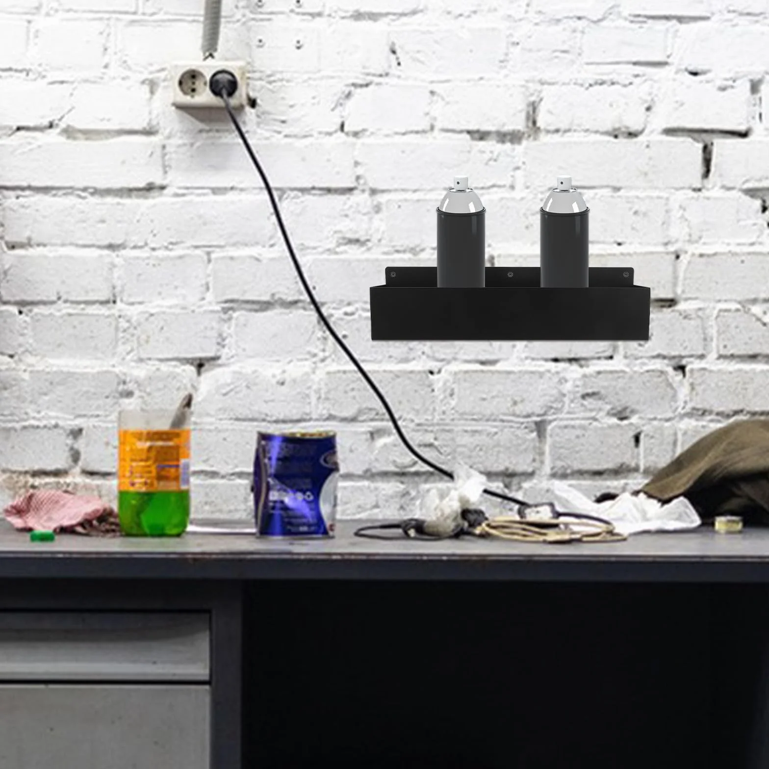 VILLCASE Porta Bombolette Spray a Muro in Ferro Nero Organizer per Garage e Casa