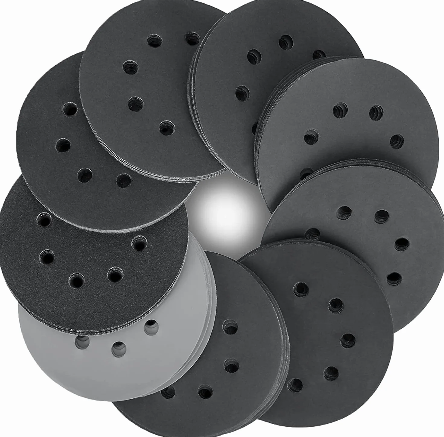 STEBRUAM 125mm Dischi Abrasivi Carta Vetrata Carburo di Silicio 80 Pezzi 8 Fori per Levigatrici Orbitali