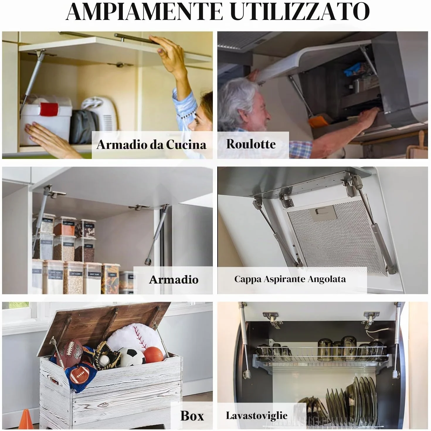 Molle a Gas, 80N Martinetto Pneumatico per Mobili, Cerniera Armadio, Braccetto Ammortizzatore per Cerniera di Mobili da Cucina, 2 Pezzi