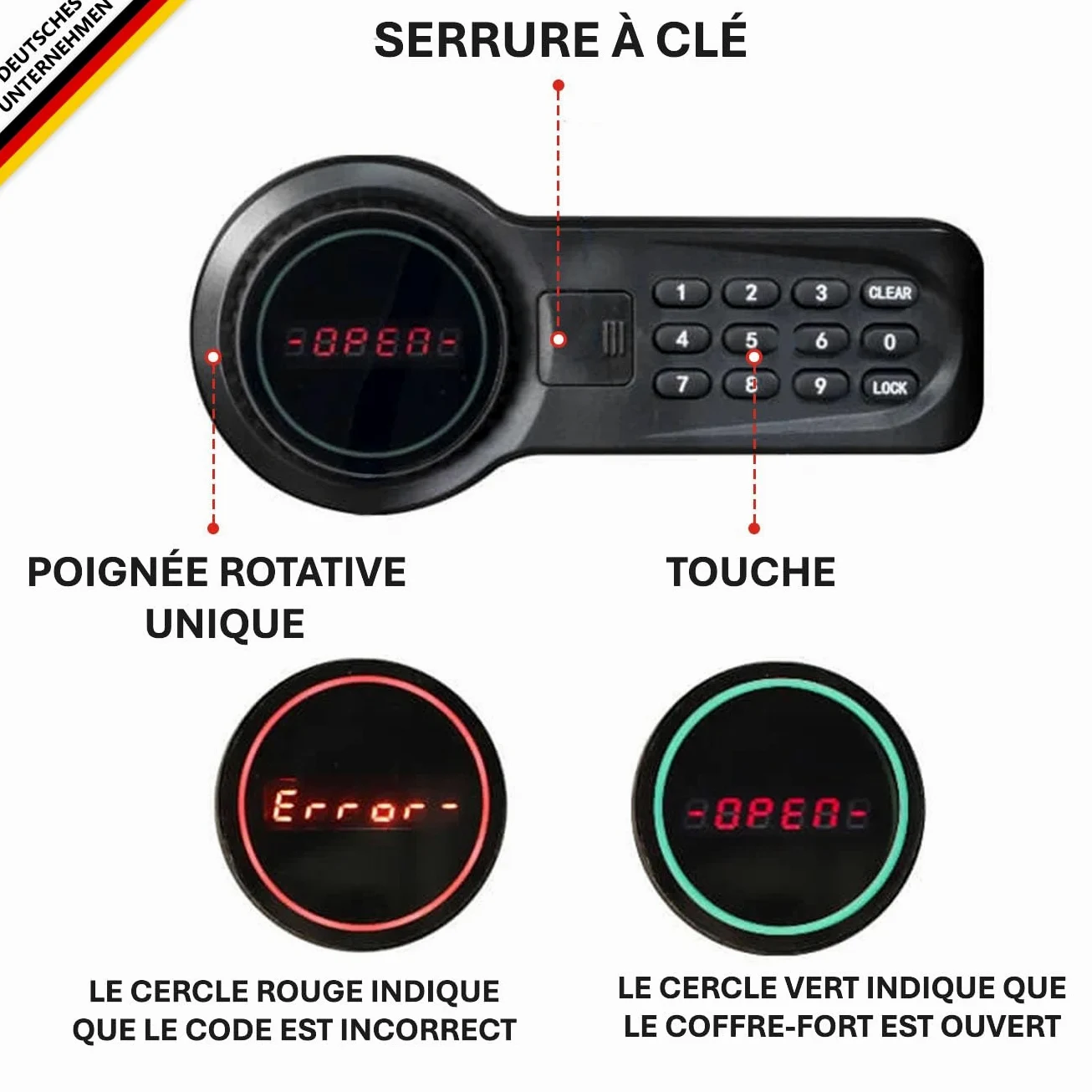 KARAT Cassaforte in acciaio legato da parete o da terra - Serratura a combinazione elettronica - con chiavistelli di bloccaggio, 2 chiavi di emergenza, display LED (Ekati 30 x 38 x 30 cm, antracite