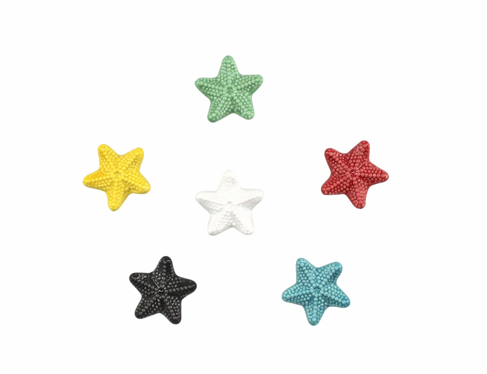 Maniglie per armadietti in ceramica a forma di stella marina blu con base in lega di zinco - Confezione da 8 pomelli