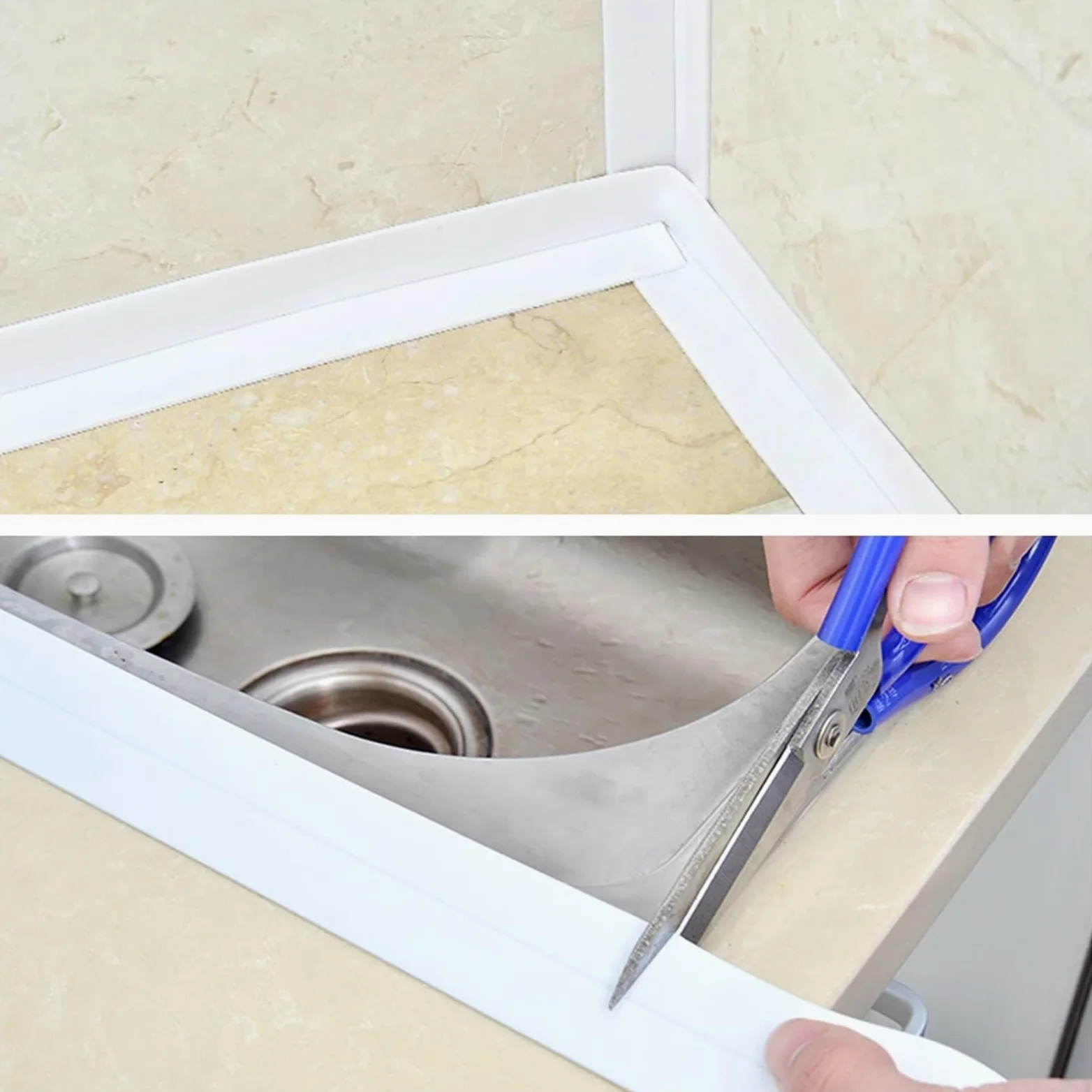 Nastro sigillante, Adesivo for Colla da Parete for Bagno Autoadesivo in PVC Resistente all'olio 3 Rotoli(3.2m,2.2cm)