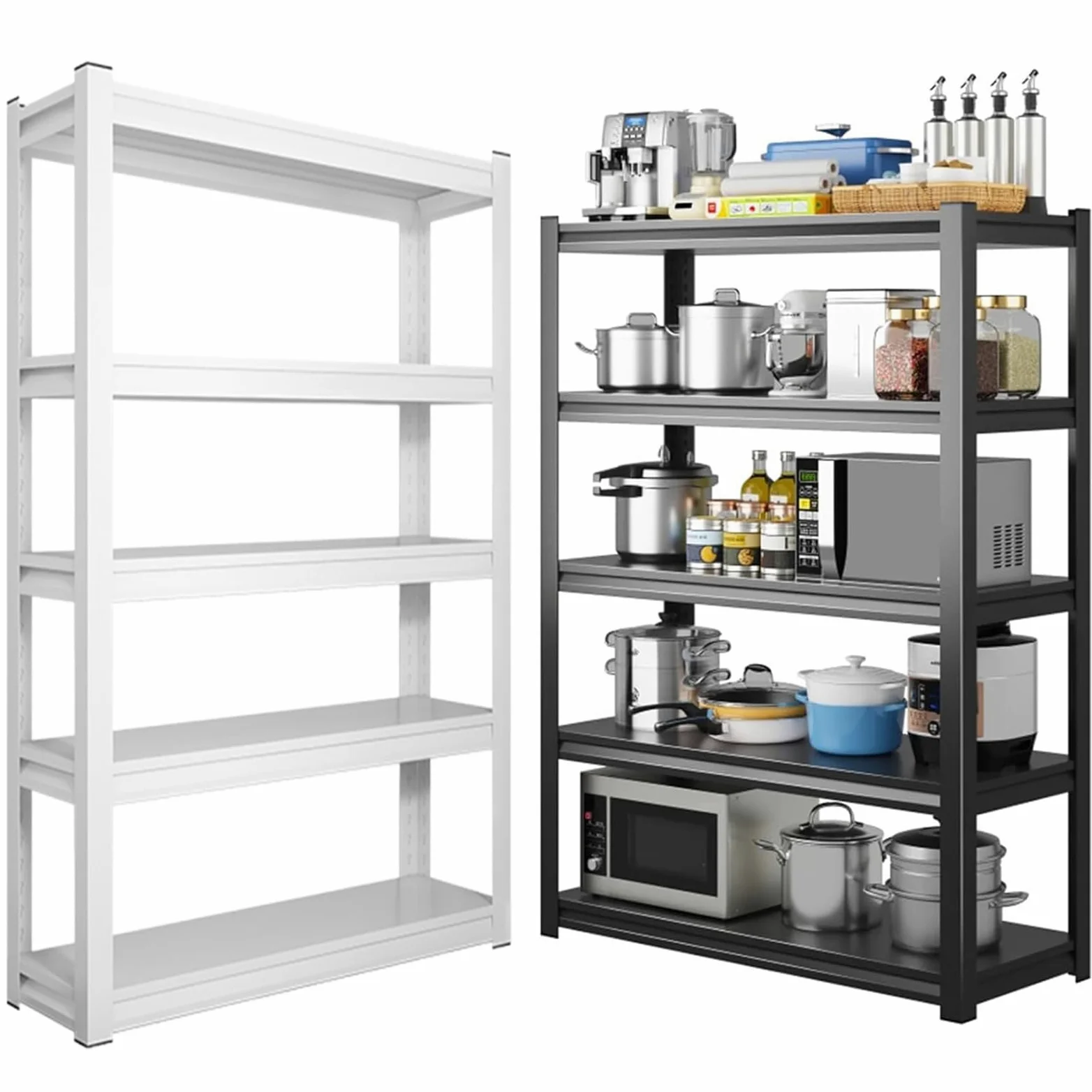 Scaffalatura in metallo resistente a 5 ripiani da 72 pollici - Scaffale regolabile in acciaio per garage, cantina, magazzino - Robusta finitura nera facile da montare, 182,9 cm H x 88,9 cm L x 40,6 cm