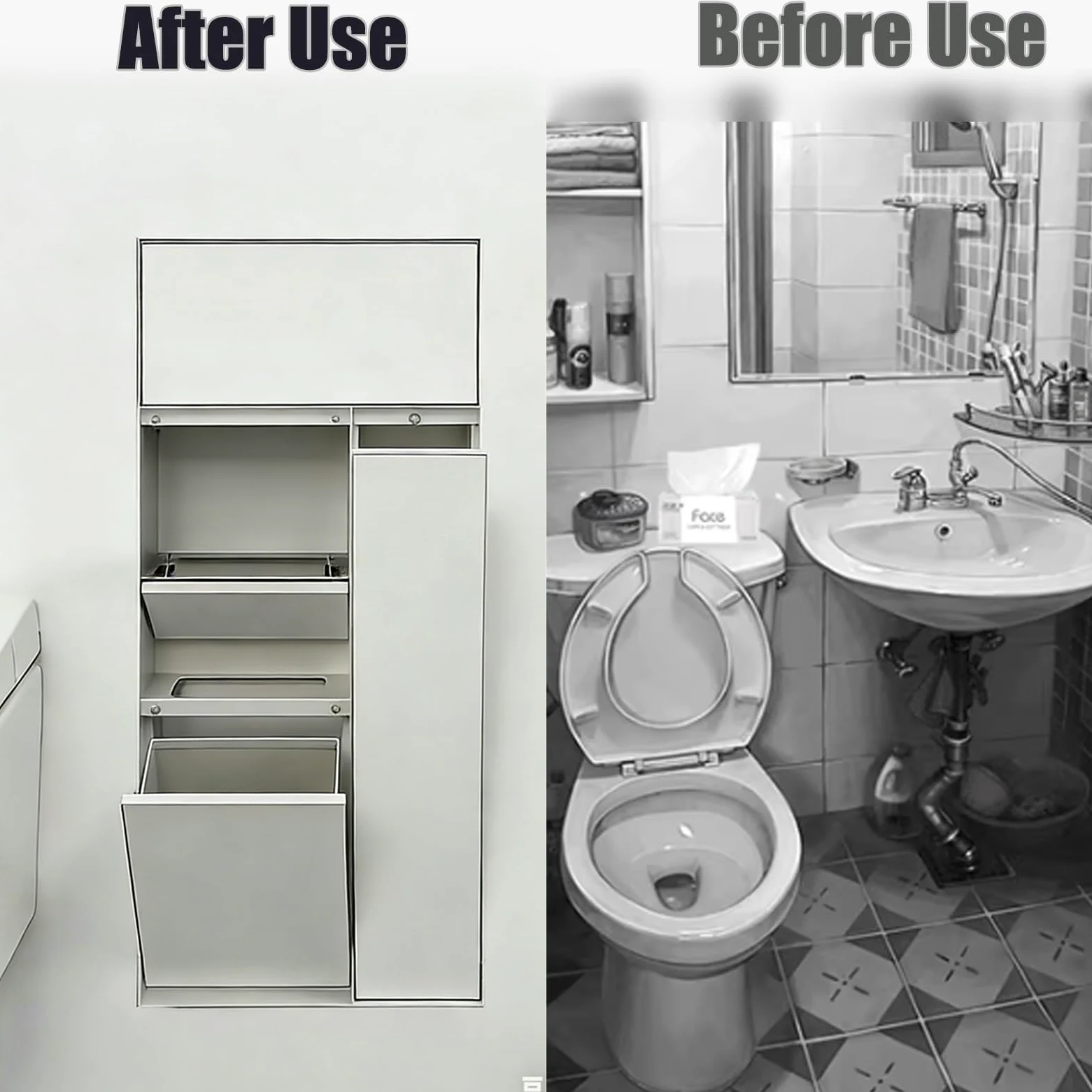 Portarotolo da incasso bianco con mensola, da parete, per bagno e cucina, in acciaio inox, salvaspazio