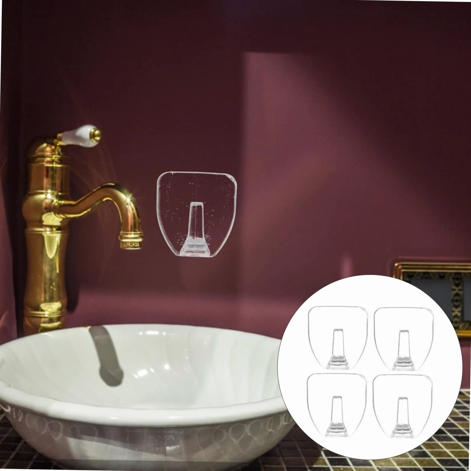 Mikikit 40pezzi Ganci Adesivi Trasparenti Da Parete Da Ganci Pratici Per Asciugamani e Accessori Cucina e Bagno Resistenti Su Superfici Lisce