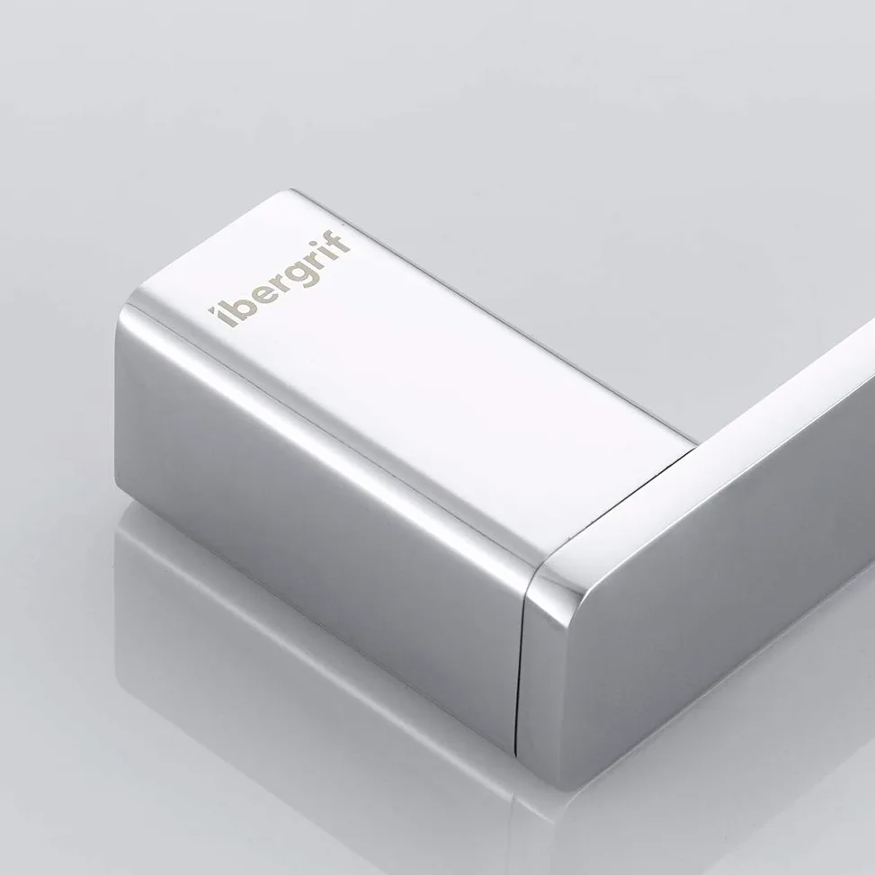 Ibergrif Plinto - Portasciugamani Bagno Quadrato, Porta Salviette a Parete, Argento, Muro, Ottone