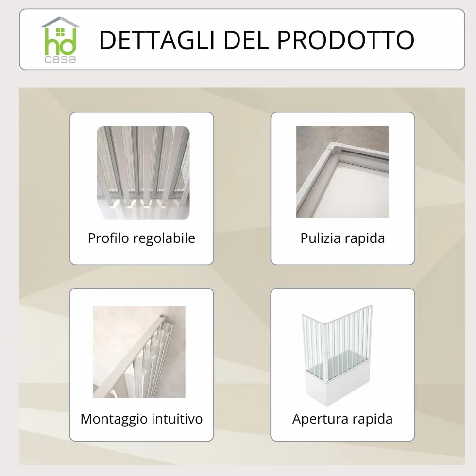 HD CASA Cabina Doccia Salvaspazio Modello Anja 70x170 cm Pannelli PVC Riducibili Made in Italy