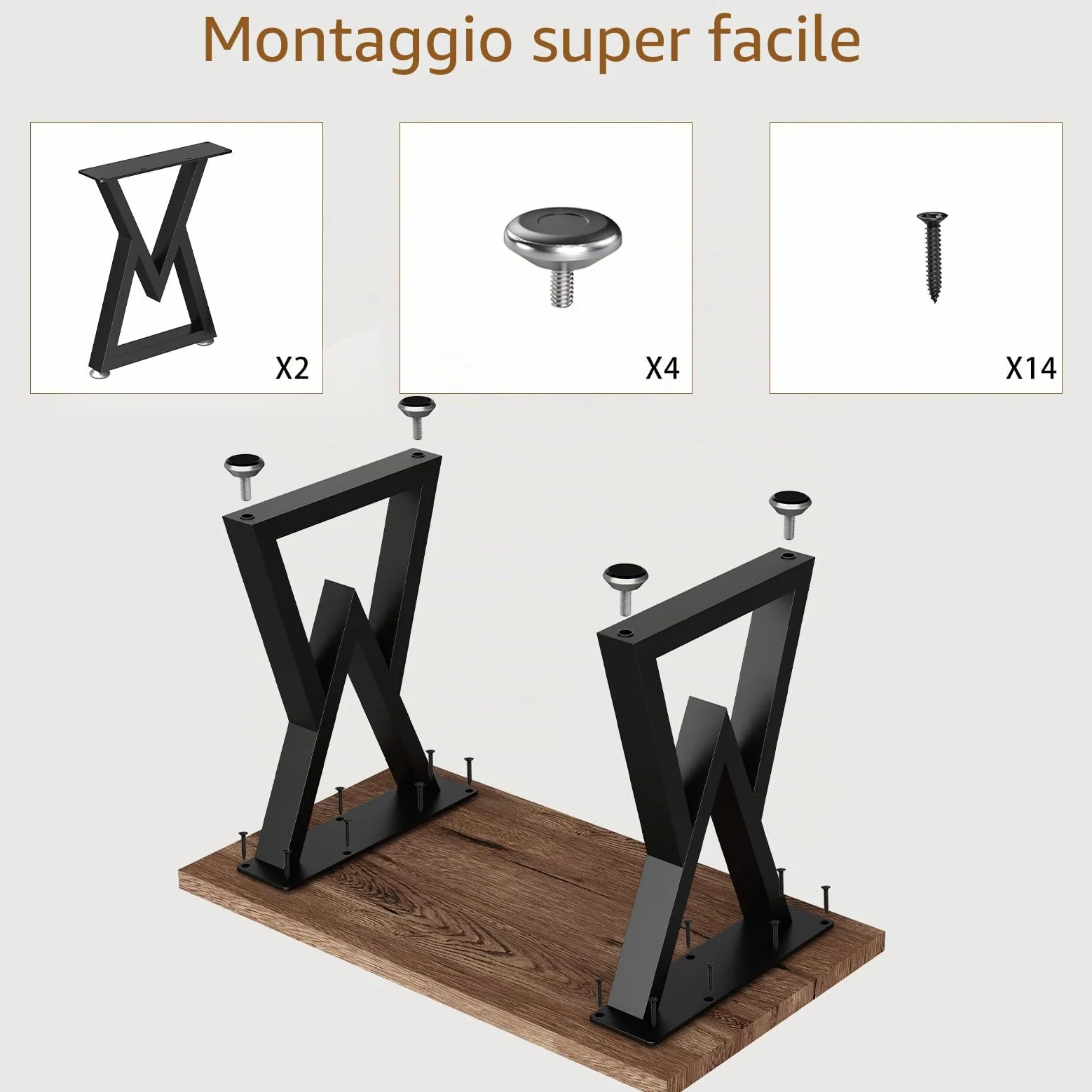 OUTBROS Gambe per Tavolo, 2 Pezzi Struttura Tavolo, Industriale DIY per Tavoli da Caffè, Tavoli Soggiorno, Mobili, Gambe in Metallo per Piano di Lavoro, L30 cm X H41.5 cm, V Forma