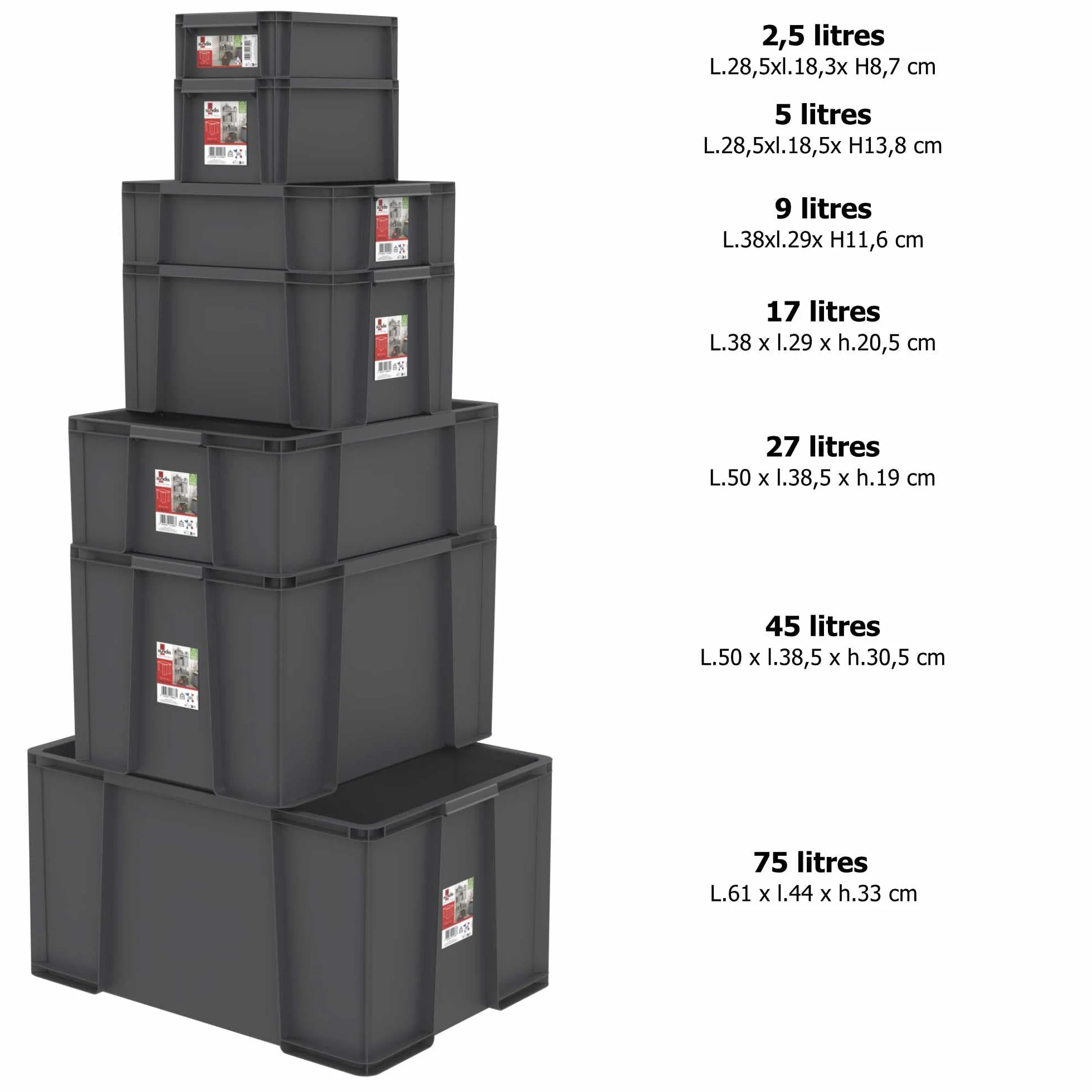 Sundis Master Box 5L scatola portaoggetti in plastica riciclata impilabile rinforzata