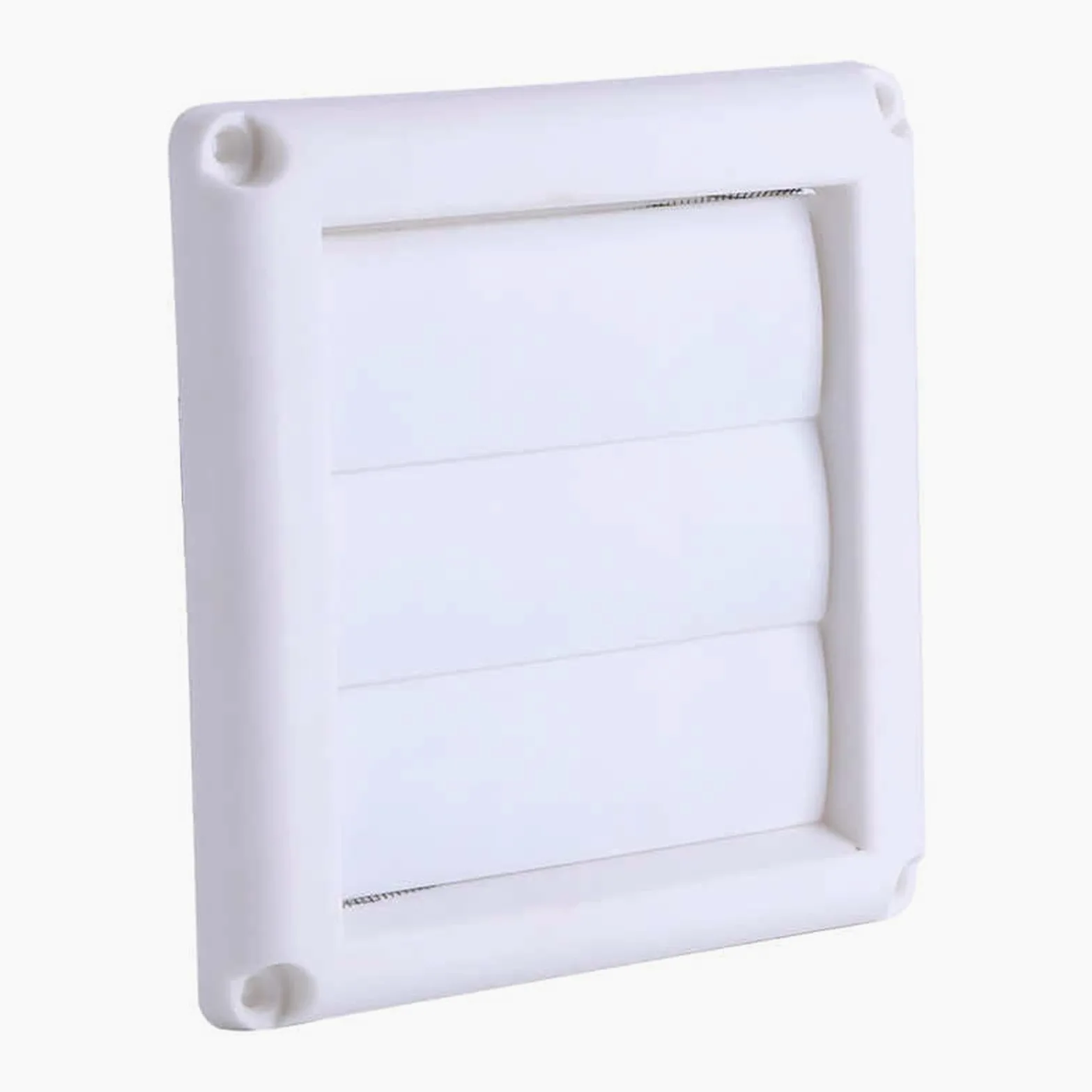 Griglia di ventilazione a parete in plastica | Bianco 15 cm o 20 cm 3 alette con zanzariera: for canalina a parete e aperture a soffitto(20cm)