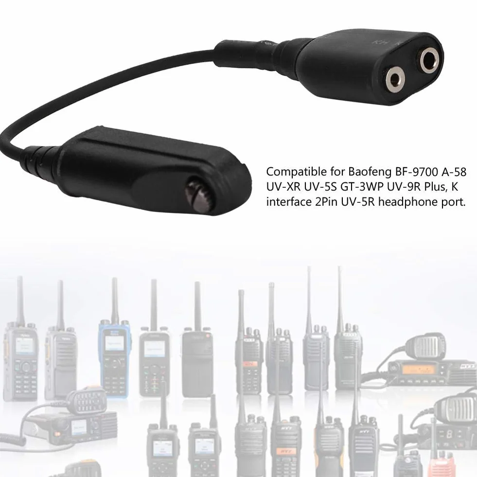 Tosuny Adattatore Cavo Audio walkie-Talkie K-Head 2Pin per BF-9700 A-58 UV-XR UV-5S GT-3WP UV-9R Plus, interfaccia K 2Pin Porta Cuffie UV-5R, Accessori