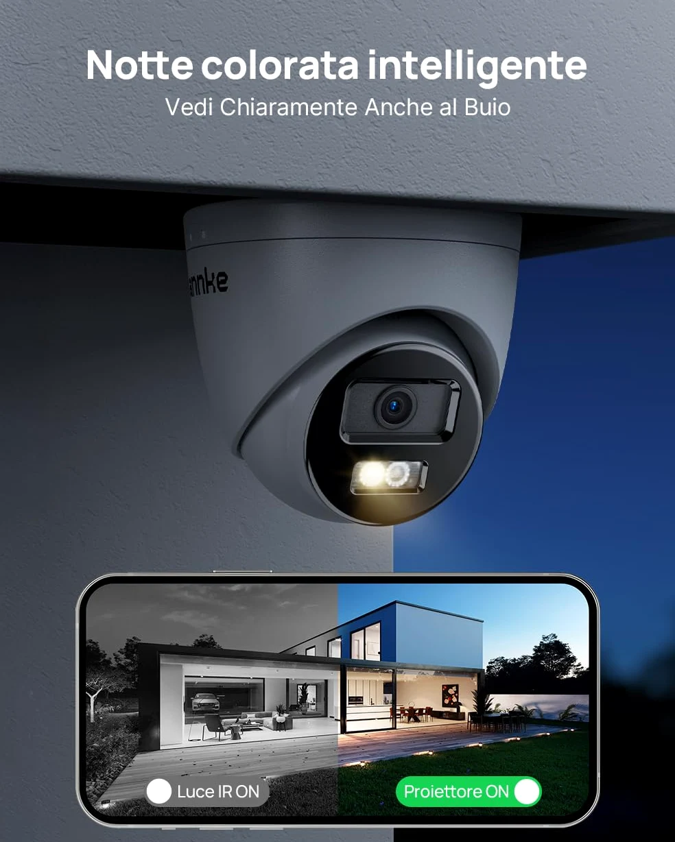ANNKE Sistema Videosorveglianza PoE 12MP con NVR 8CH HDD 2TB | 4 Telecamere IP da Esterno, Rilevamento Intelligente di Persone e Veicoli, Visione Notturna IR fino a 30 m, IP67, 24/7