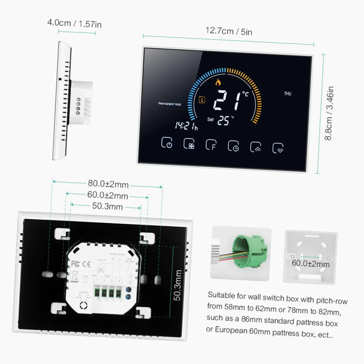 OSALADI Termostato Intelligente Con Design Moderno Per La Casa Regolatore Di Temperatura Intelligente
