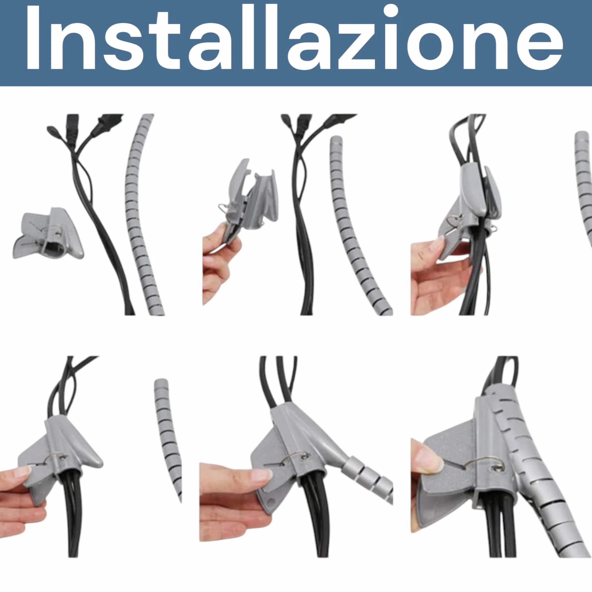 Spirale Avvolgi Cavo Flessibile, 1,5M Ø18mm Guaina per Cavi Flessibile, Raccogli Fili Raccogli Spiralato, con Fermaglio Guidafilo per Organizzare Cavi Di Tv, Computer, Home Theatre 9368012