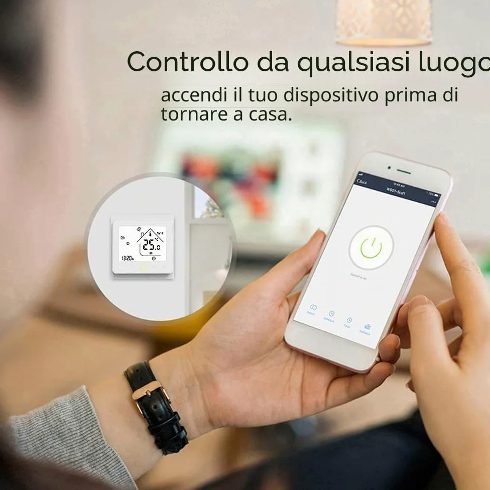 Termostato WiFi per Caldaia a Gas - Thermostat Intellight Programmabile, Supporto App/Controllo Vocale, Compatibile con Alexa/Google Home, 5A, GC