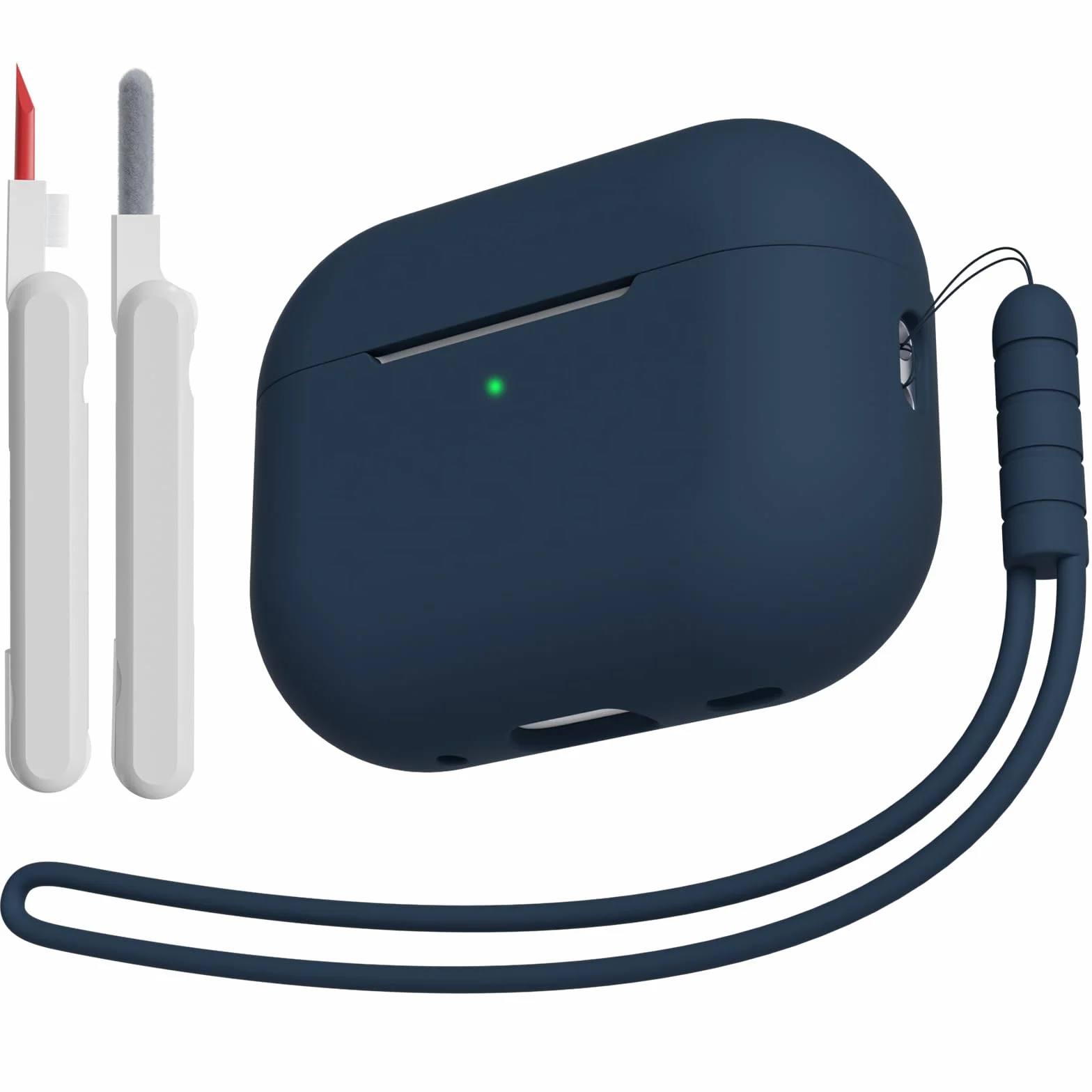 Custodia Case Compatibile con AirPods Pro 2/1 2023/2022/2019 con Kit di Pulizia e Cordino in Silicone, Case Cover Protettiva Premium in Silicone per AirPods Pro 2a/1a Generazione, Midnight Blue