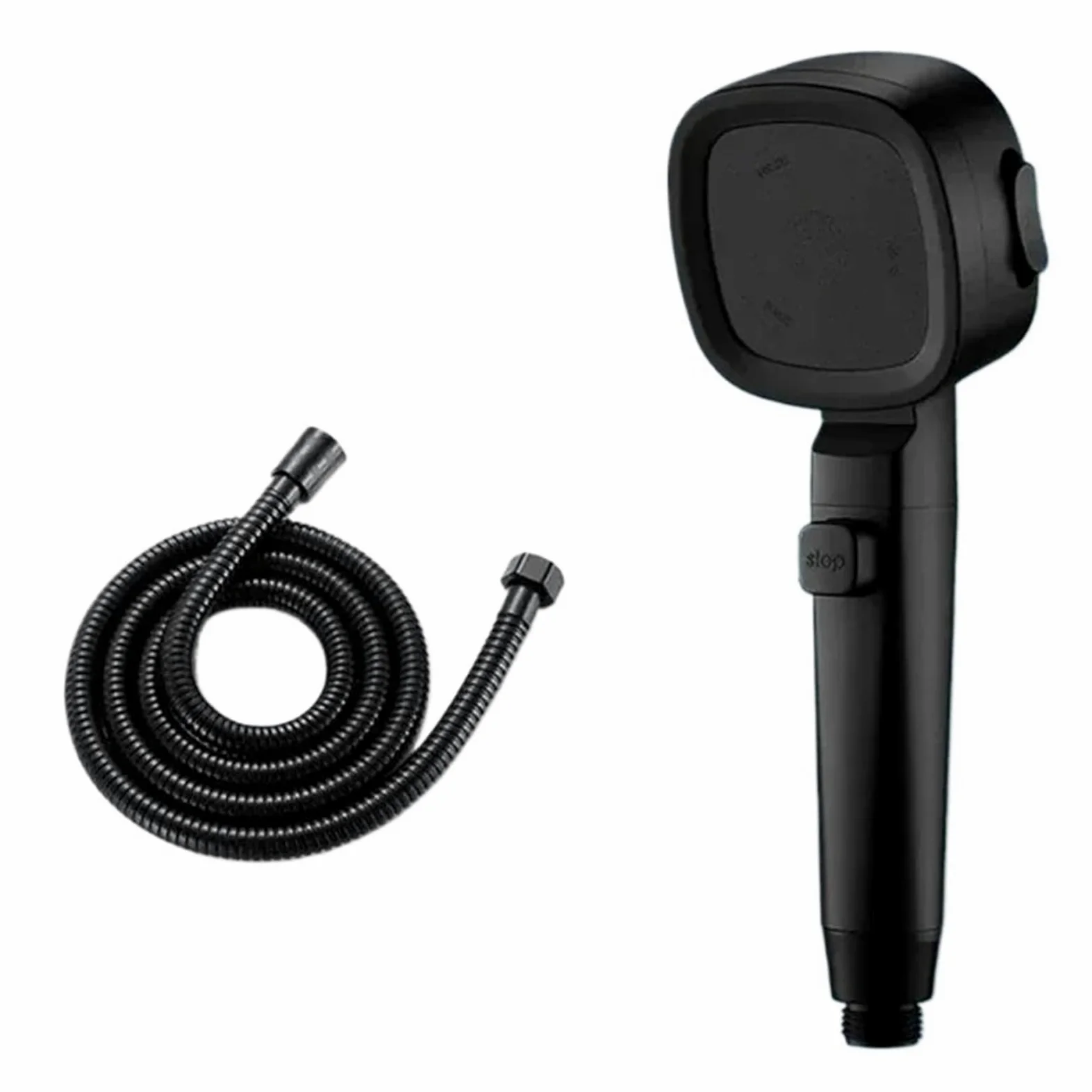 Soffione doccia ad alta pressione con risparmio idrico, 3 modalità di soffione doccia, arresto acqua con un solo tasto regolabile(Black with hose)