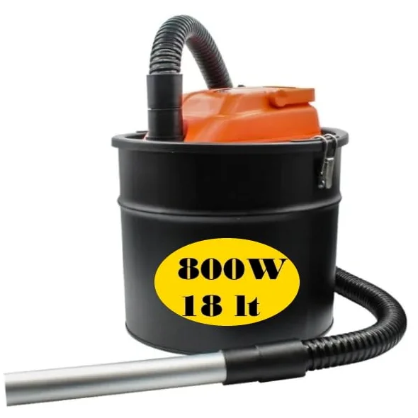 GrecoShop Aspiracenere 800W 18 LT con Filtro HEPA per Cenere di Camini, Stufe a Legna o Pellet (Cod. 5994)