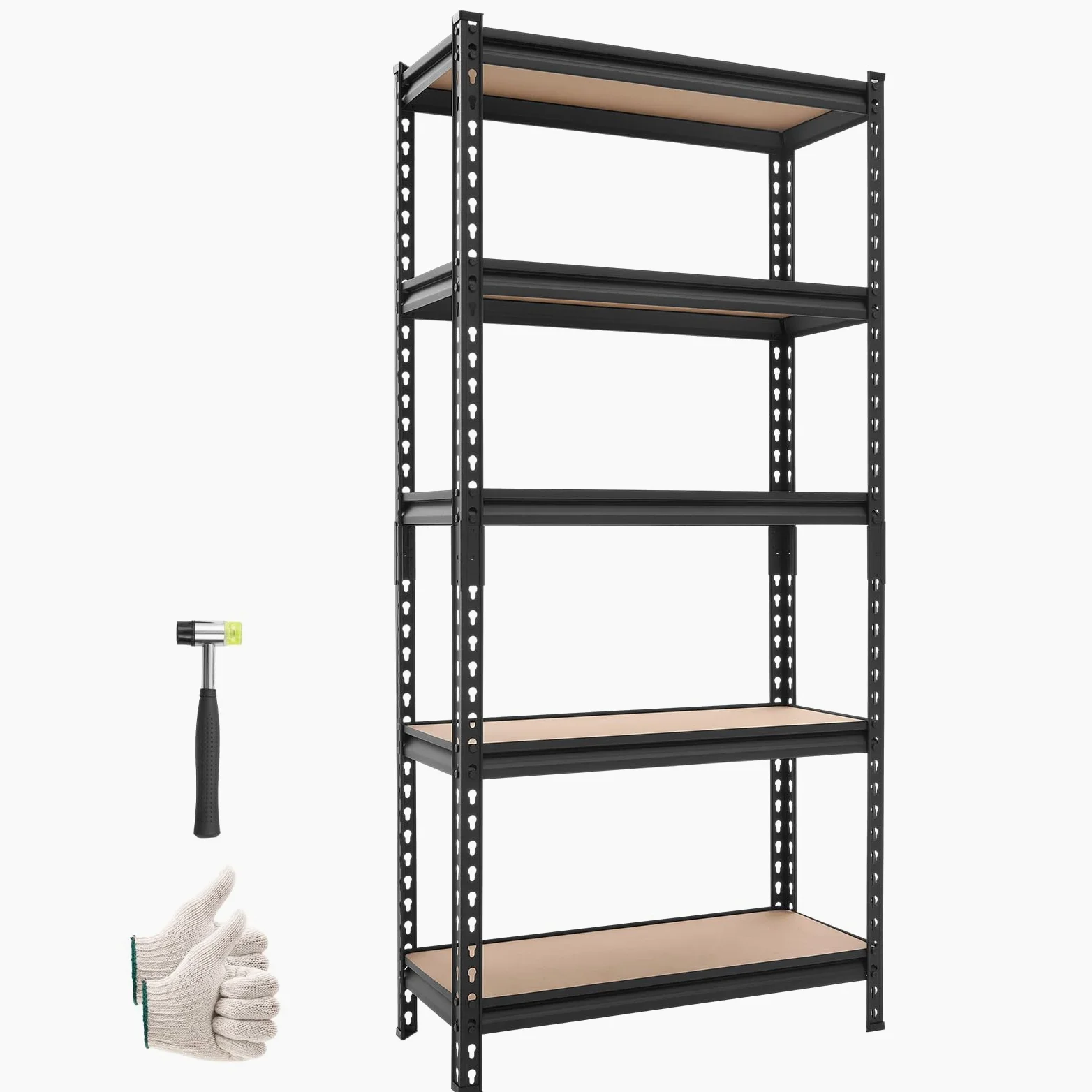 VEVOR Scaffale per Garage, Scaffale Metallico Portaoggetti, 5 Ripiani in MDF Regolabili, Capacità 907 kg, Scaffalatura Multiuso, per Cucina, Dispensa, Cantina e Bagno, 72 cm L x 30,9 cm P x 152 cm A