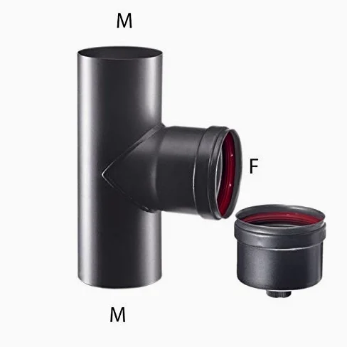 Raccordo a T 90° braga MM codino F nero pellet (100mm)